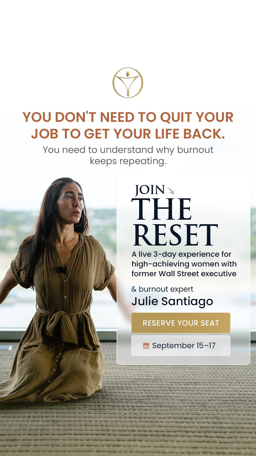 Julie Santiago Facebook ad: A Live Burnout Reset For High-Achievers
