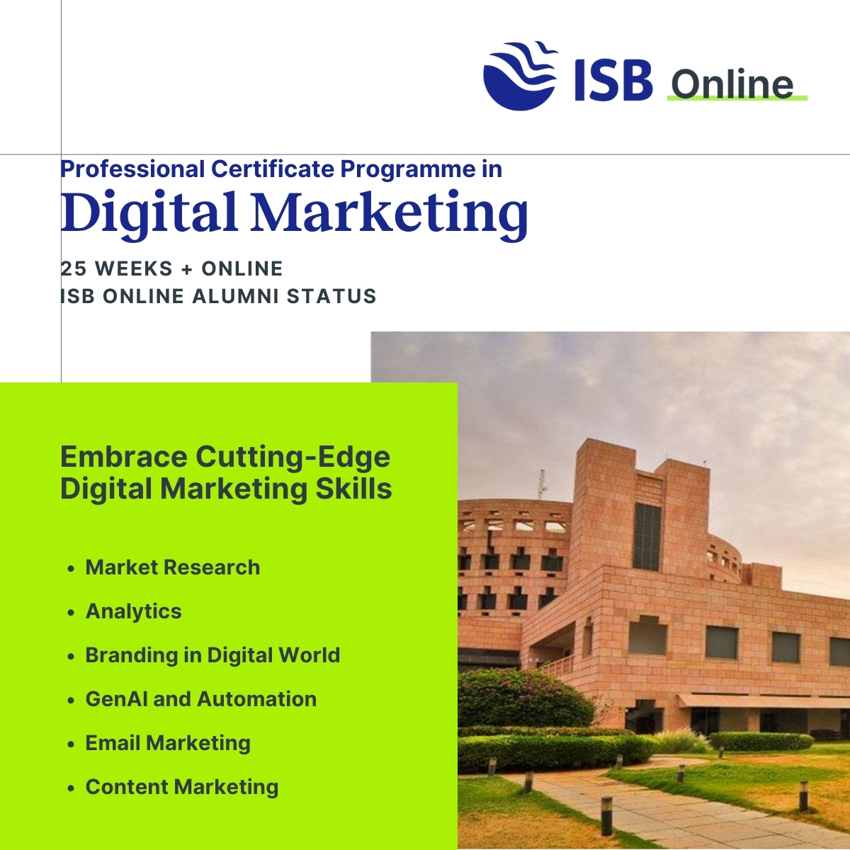 ISB Online's Professional Certificate Programme in Digital Marketing Facebook ad
