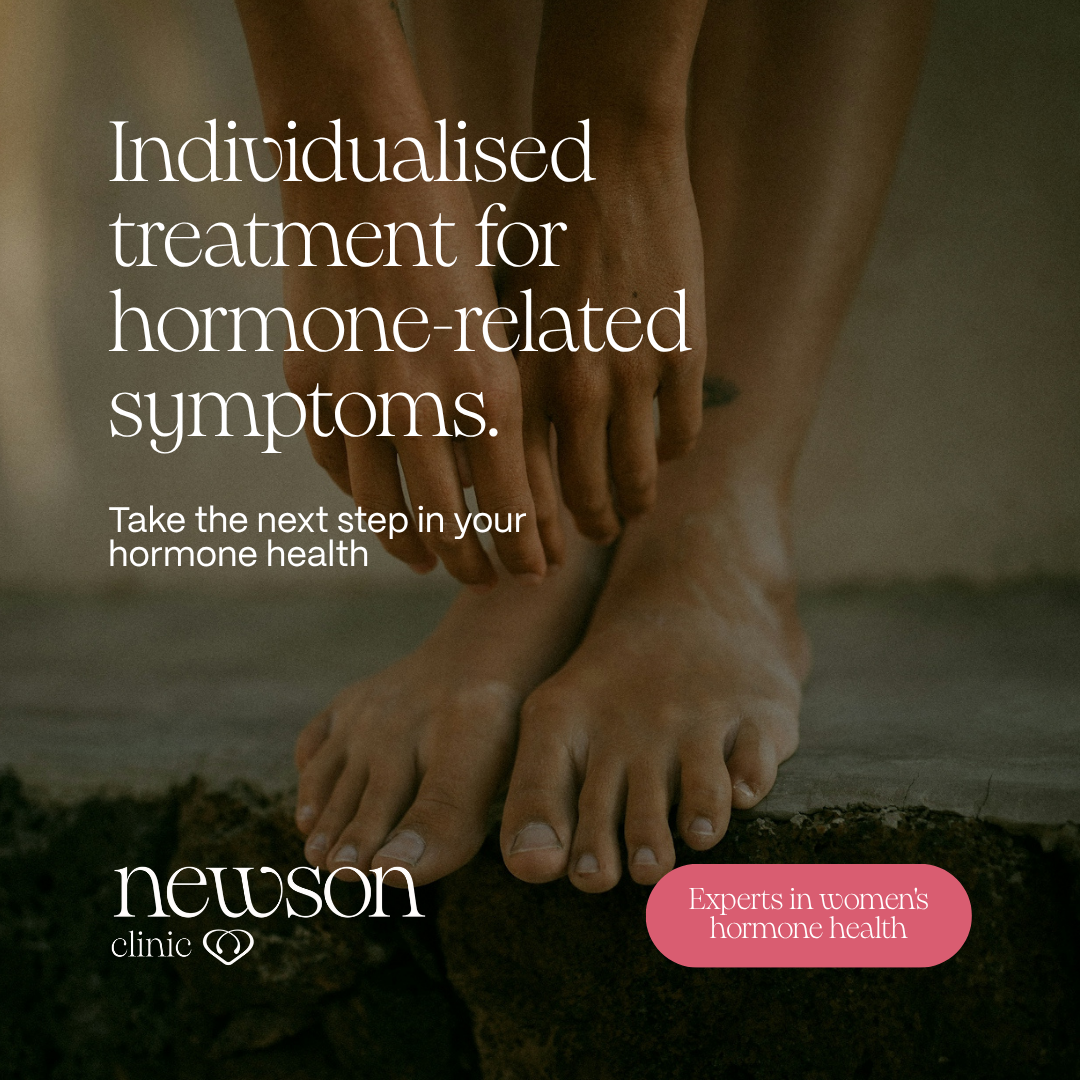Newson Clinic Facebook ad: Book in for expert treatment for perimenopause and menopause