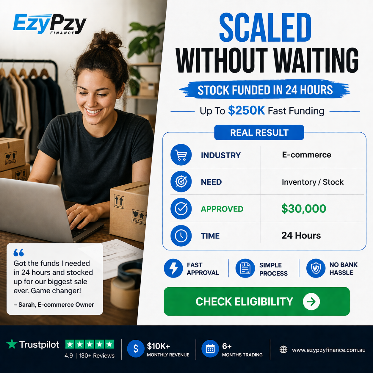 Ezy Pzy Business Loans Facebook ad