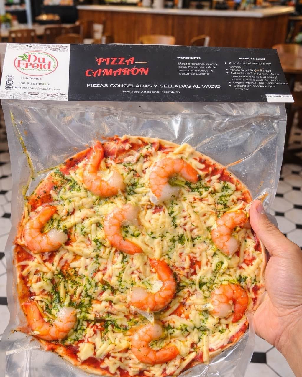 Du Froid Facebook ad: Pizzas congeladas y selladas al vacío Dufroid