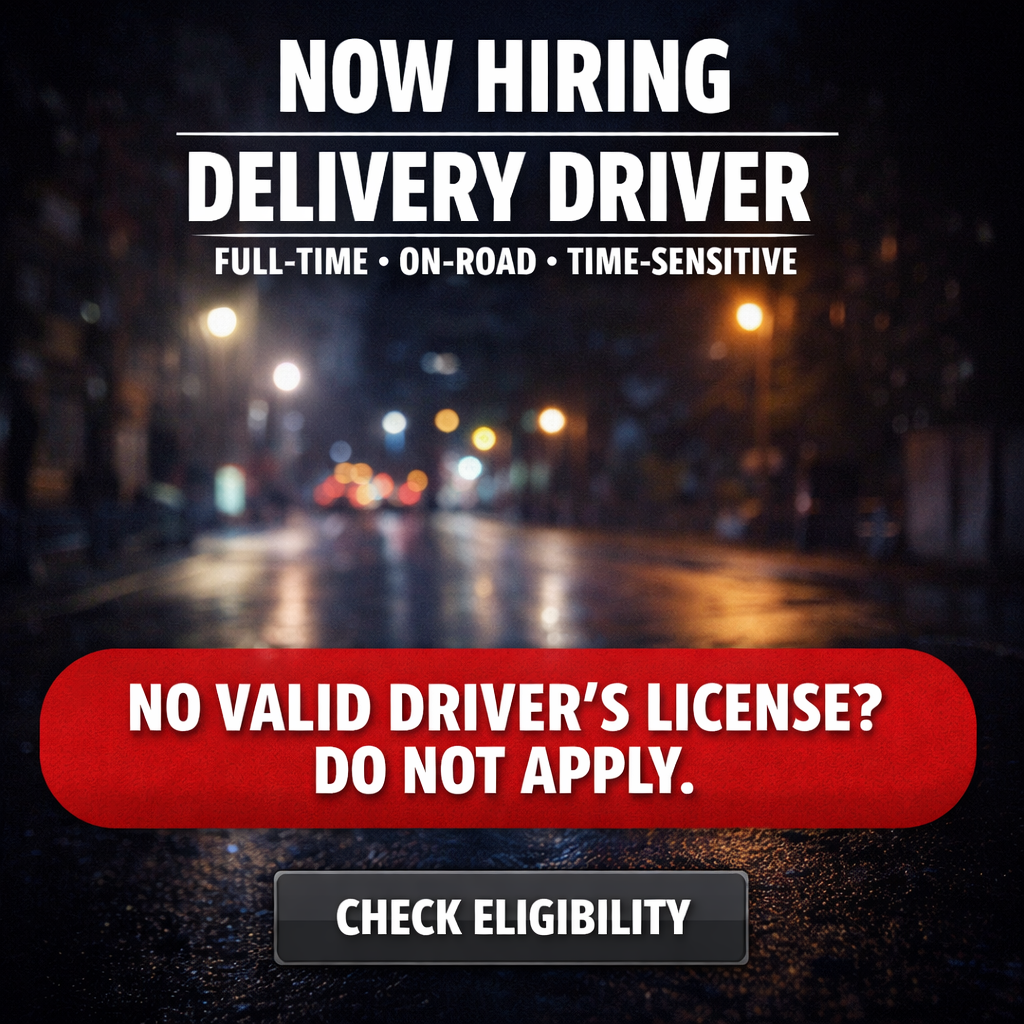 Jobs2Careers Facebook ad: Delivery Driver, Immediate Openings