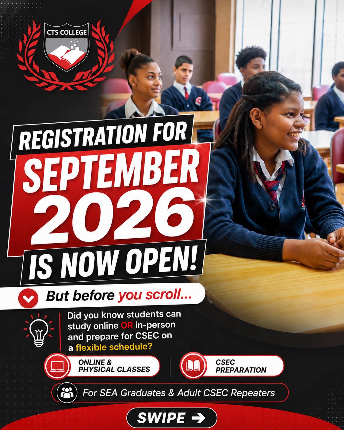CTS College of Business and Computer Science Ltd - Official Facebook ad: September 2026 registration is now open for CTS…