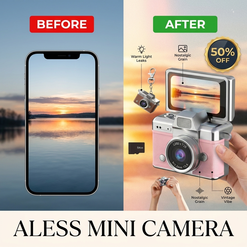 Kikishop Facebook ad: Mini Retro Camera with Flip Screen