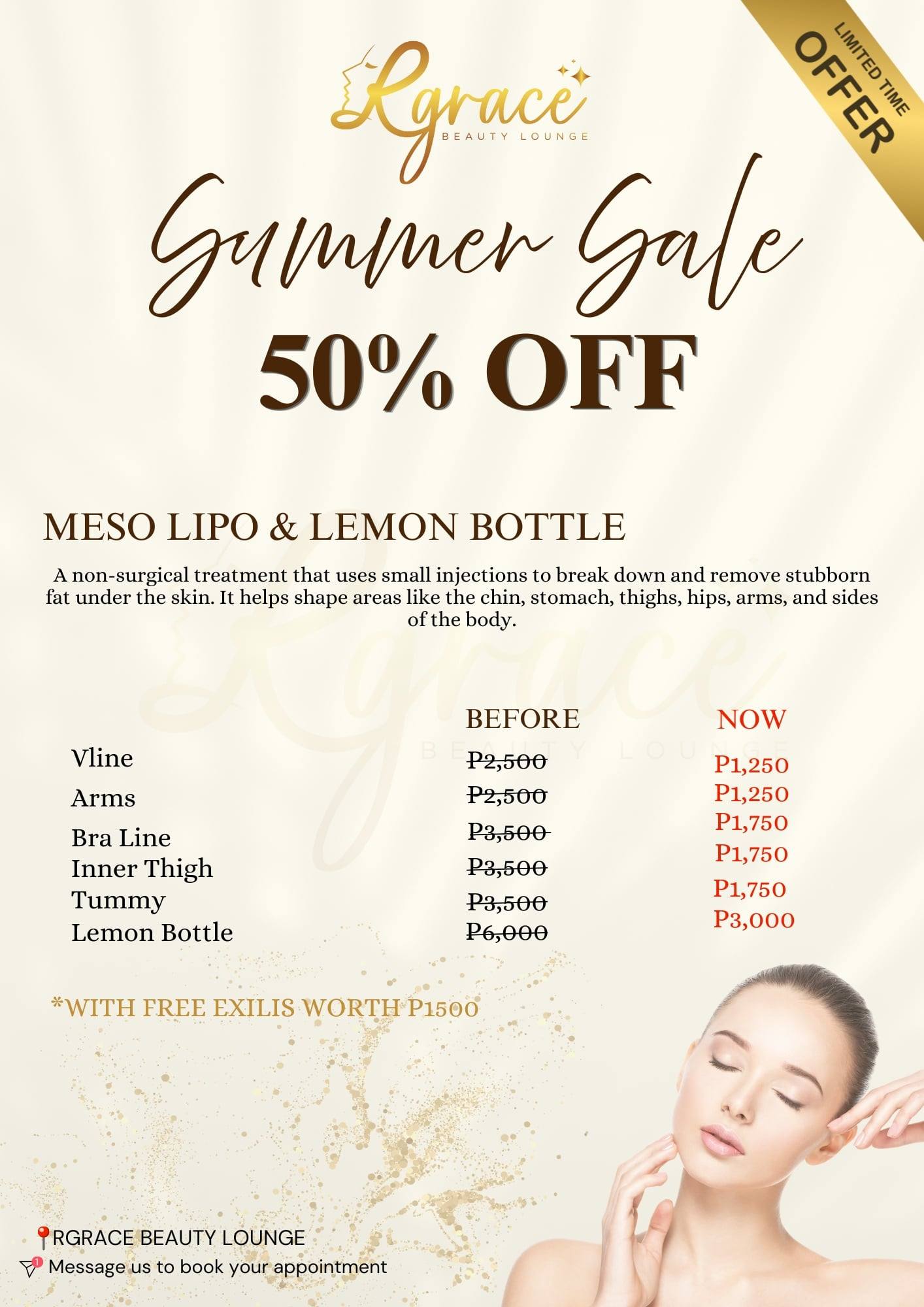 Rgrace Beauty Lounge Facebook ad: RGrace Beauty Lounge Summer Sale