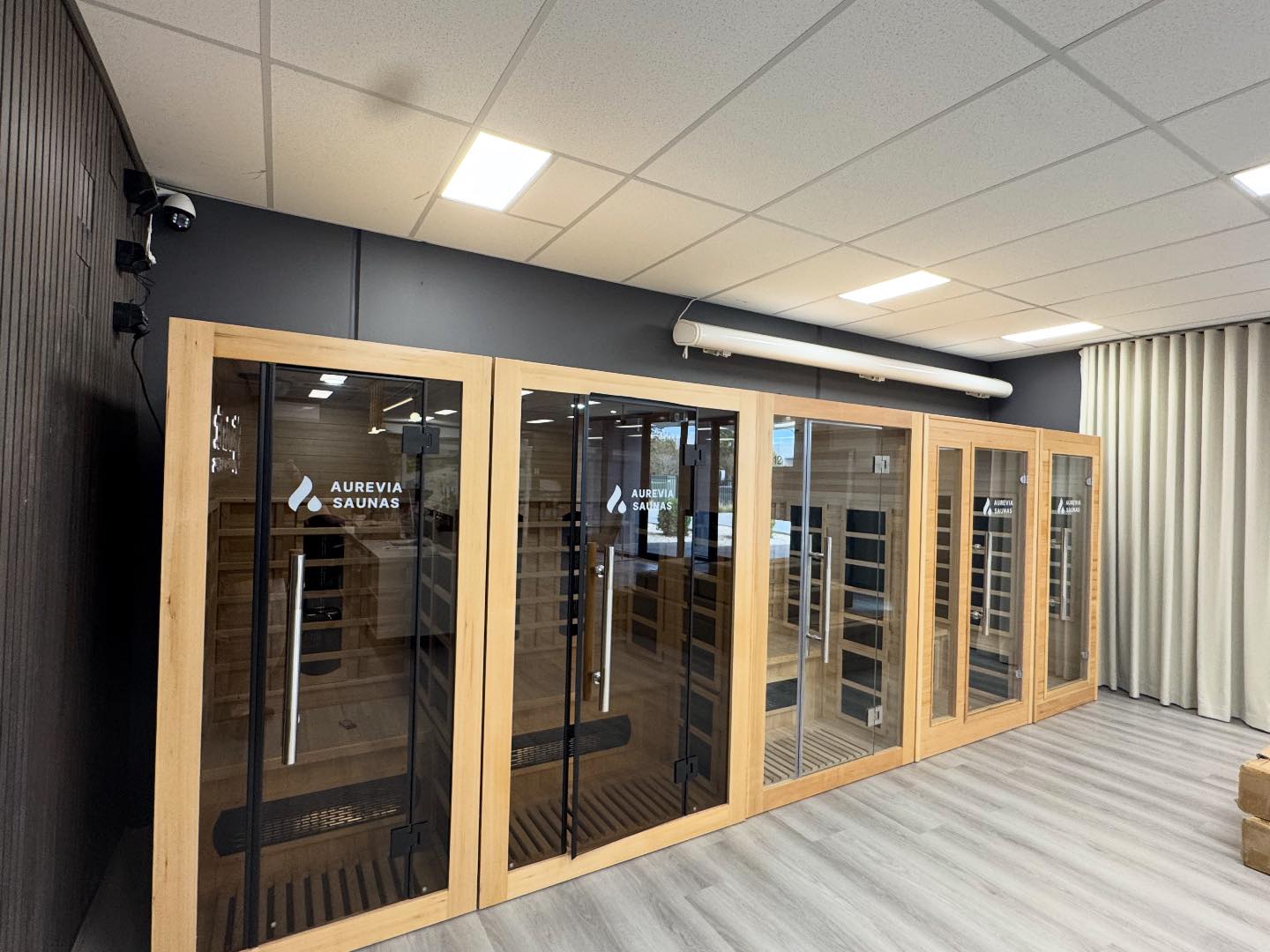 Aurevia Saunas Facebook ad: Our showroom is open, come experience the warmth…