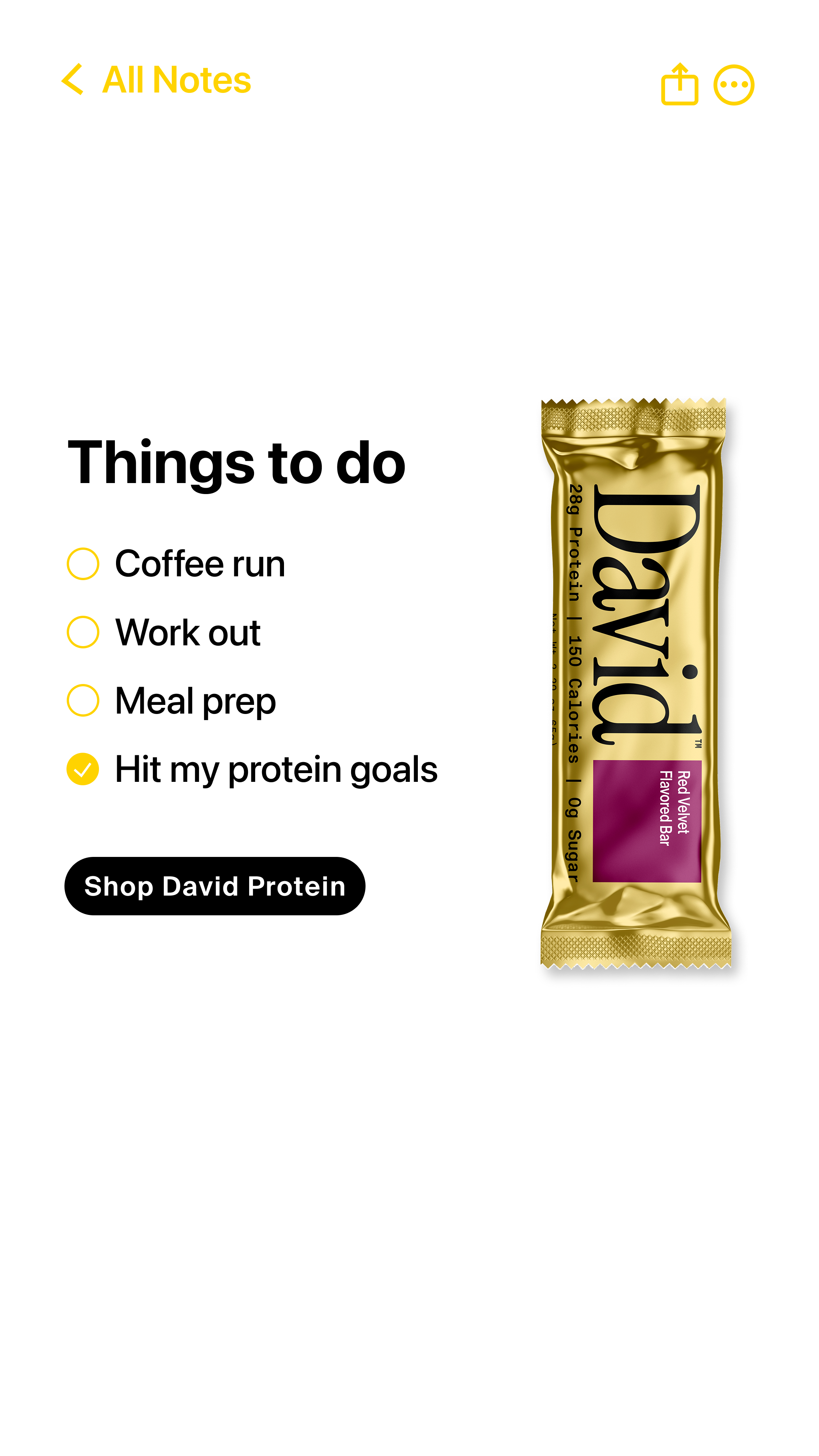 David Protein Facebook ad