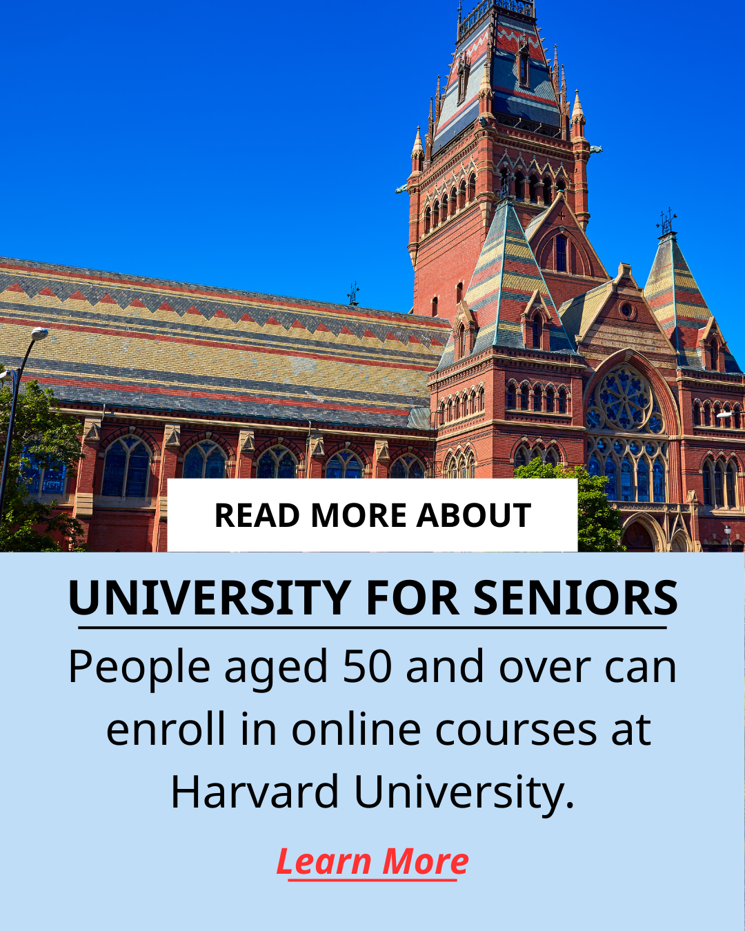 QuickSearch Facebook ad: UNIVERSITY FOR SENIORS