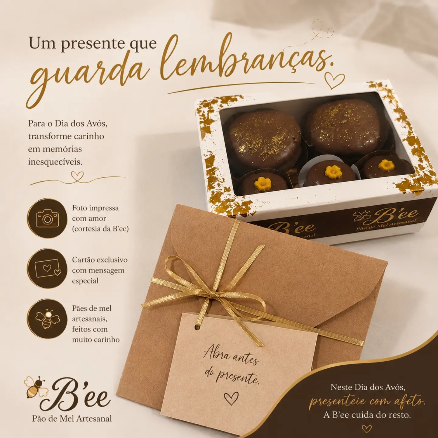 bee.apucarana Facebook ad: Um presente pode adoçar o dia.