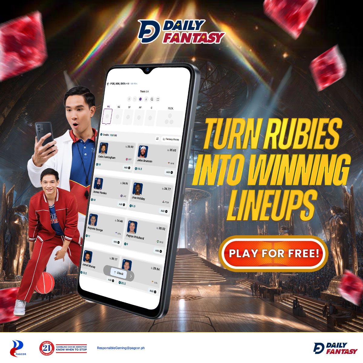 Daily Fantasy Facebook ad: Turn Rubies into Winning Lineups