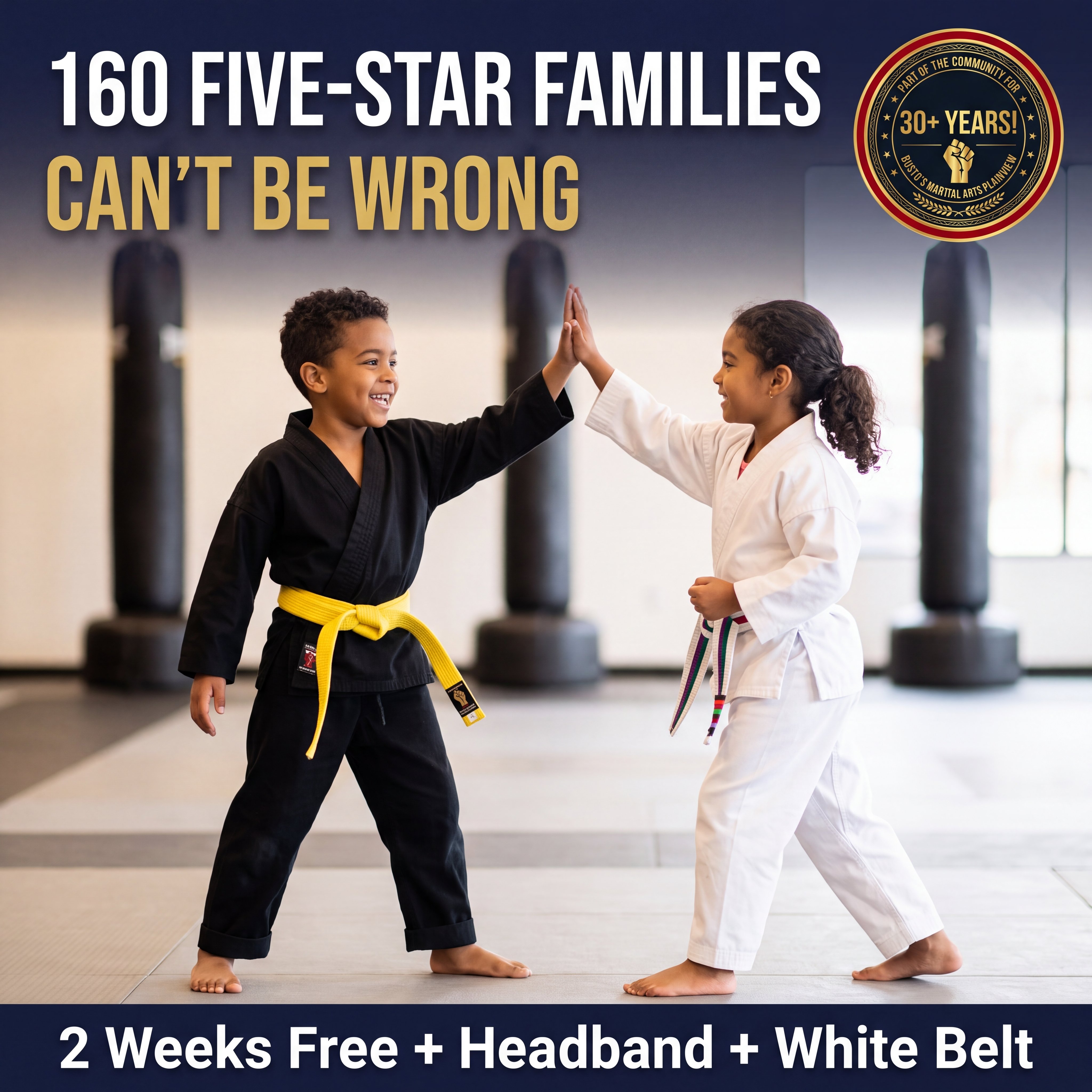 Busto's Martial Arts Facebook ad: 160 Five-Star Families Can't Be Wrong