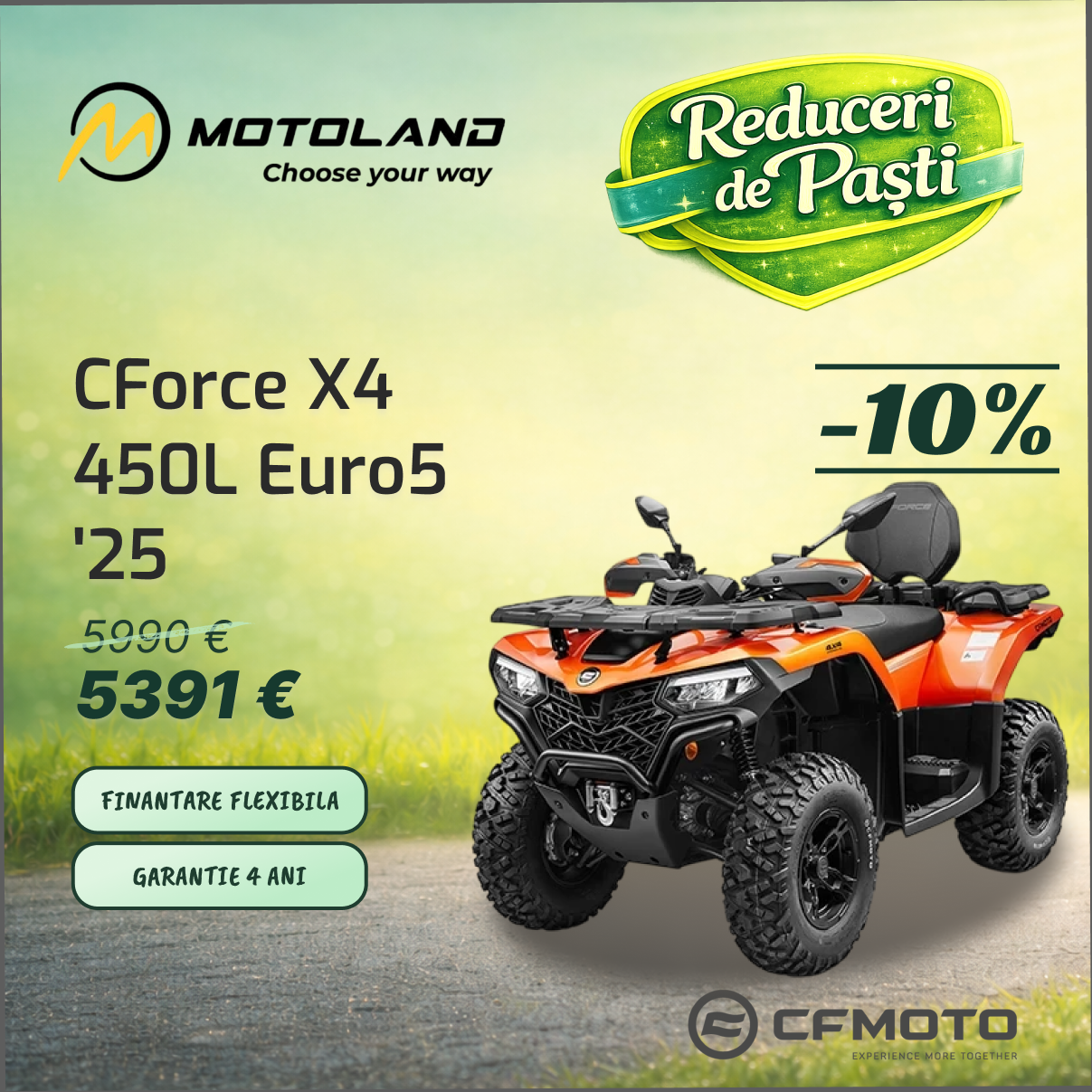 MOTOLAND Facebook ad: Profită de oferta MOTOLAND: modele CFMOTO cu -10%…