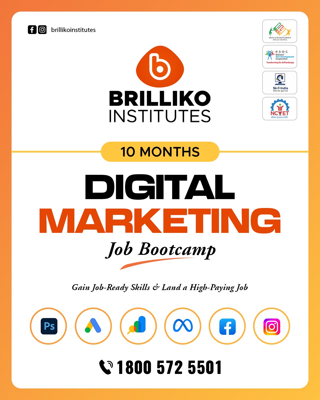 Brilliko Multimedia Institutes Facebook ad: Advanced Digital Marketing Course with AI Tools