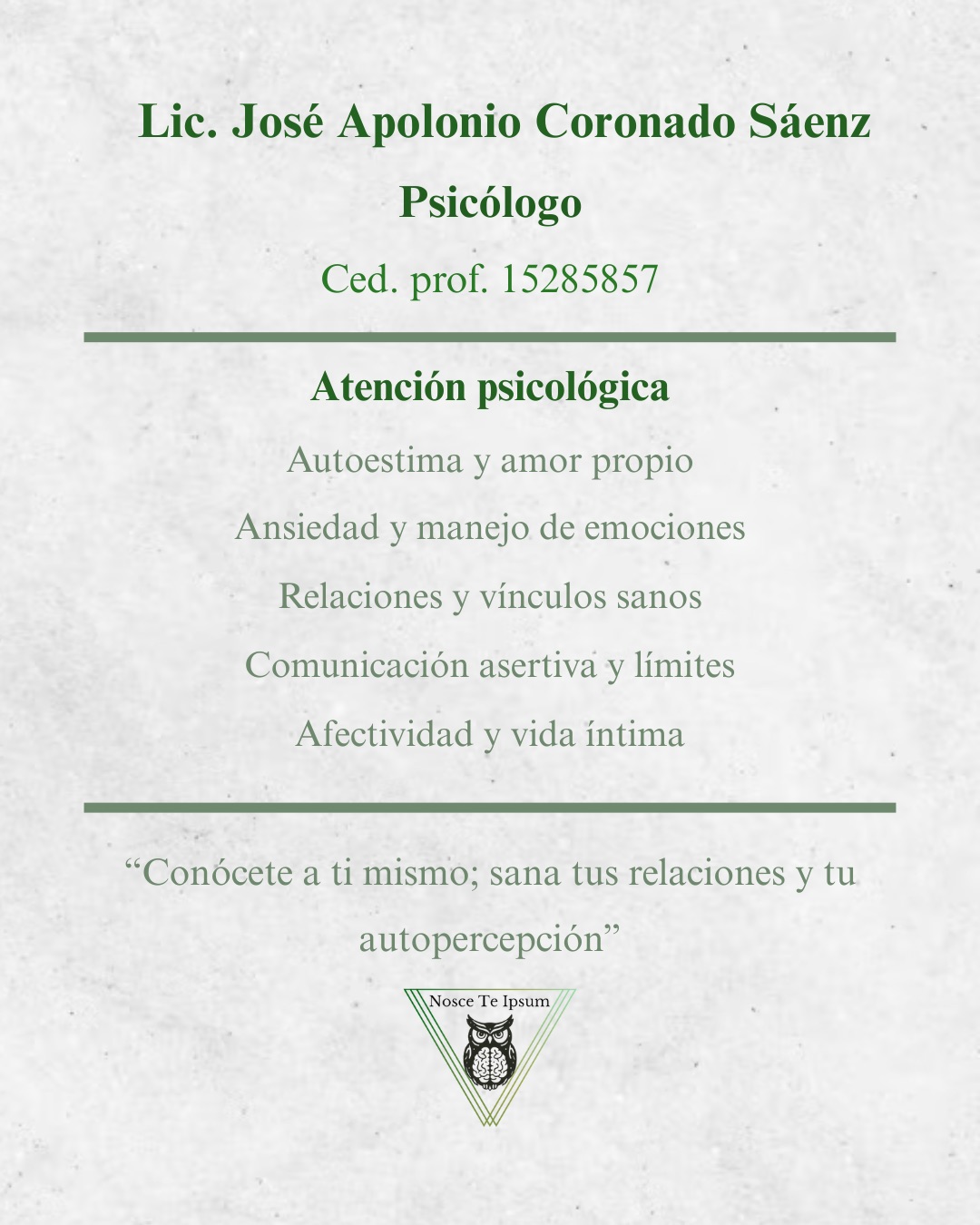 Psic Apolonio Coronado Facebook ad: Atención a personas con ansiedad, baja autoestima y…