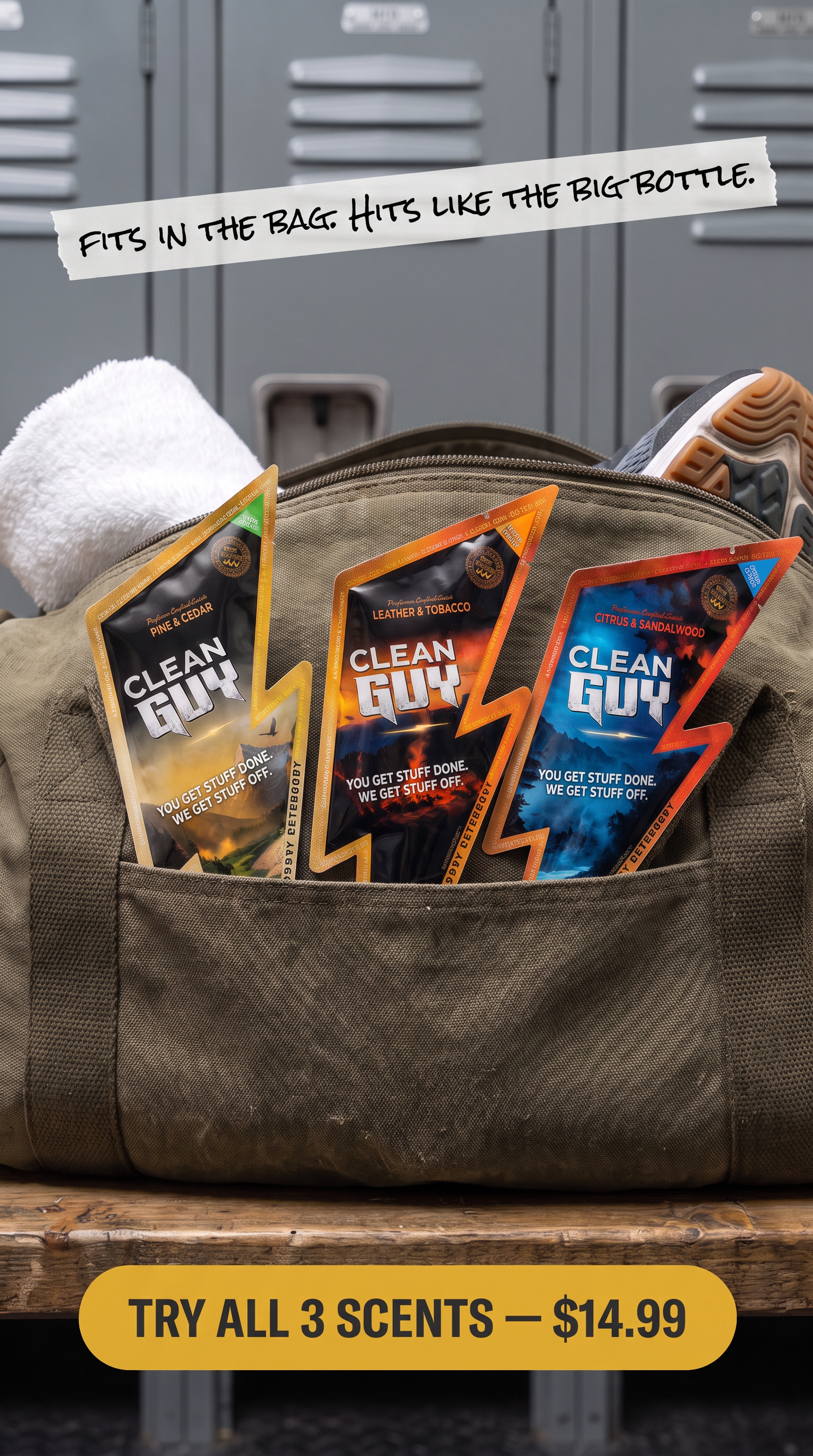 Clean Guy Facebook ad: Find Your Scent. Get $10 Back.