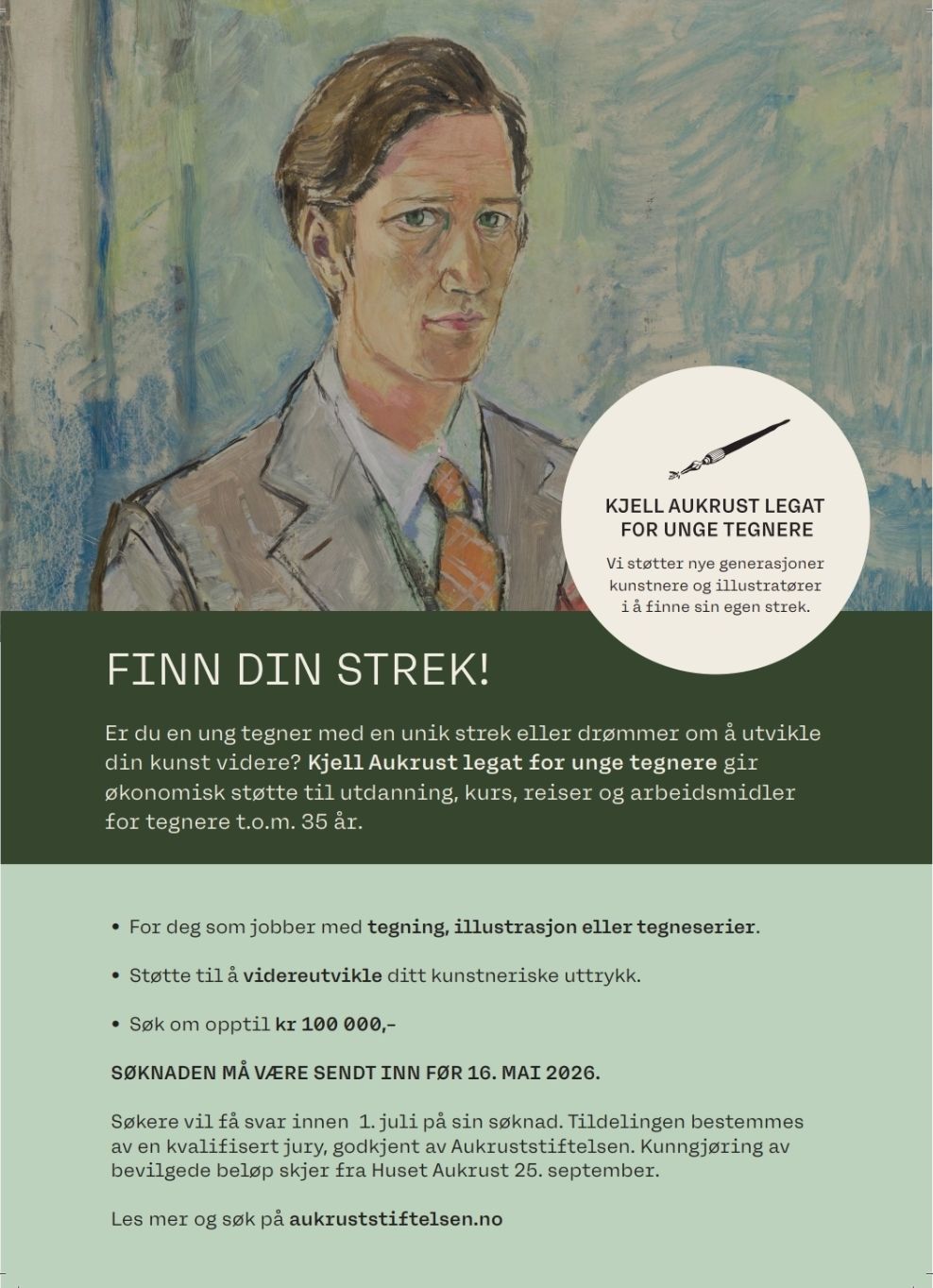 Huset Aukrust Facebook ad: KJELL AUKRUST LEGAT FOR UNGE KUNSTNERE
