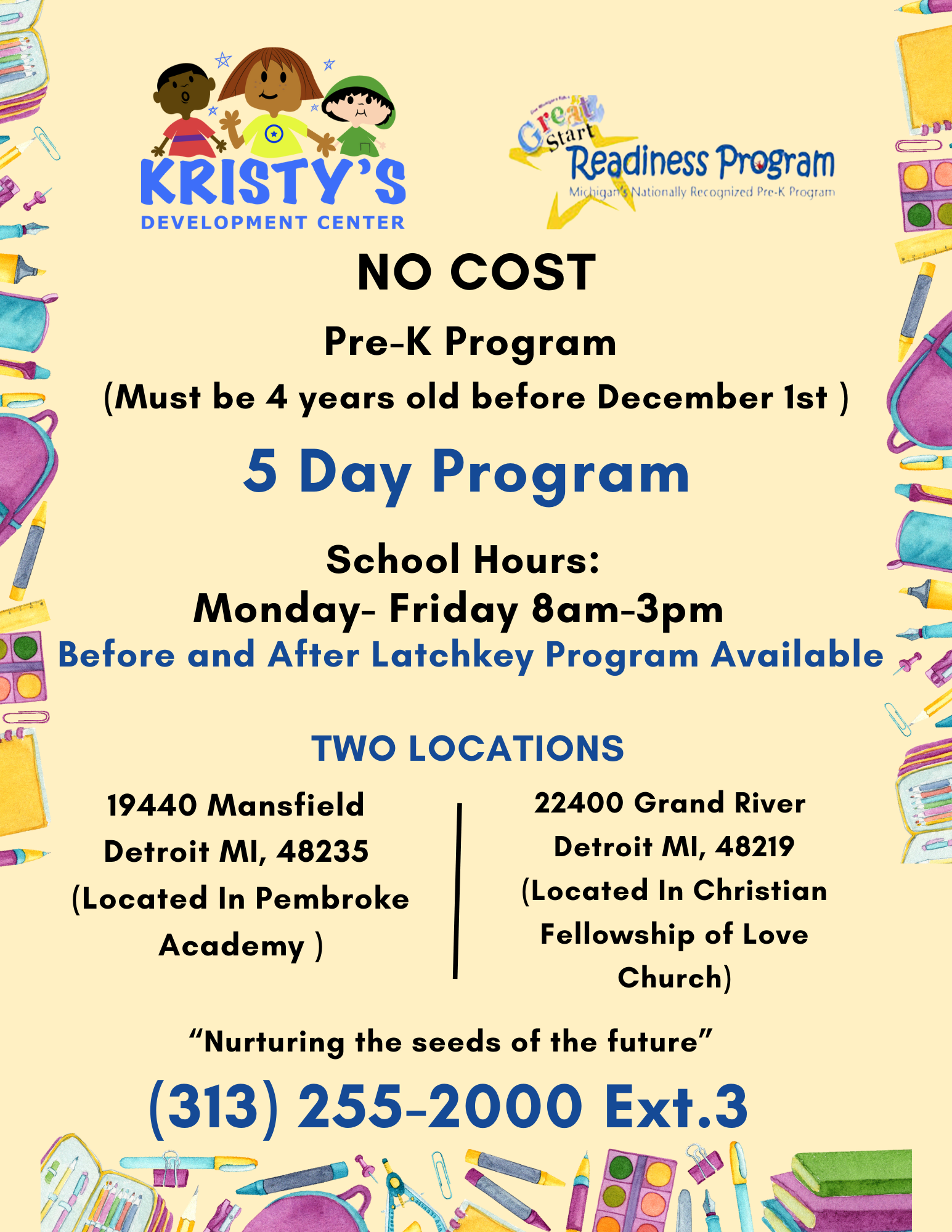Kristy's Early Childhood Development Center Facebook ad: FREE PRE-K PROGRAM!