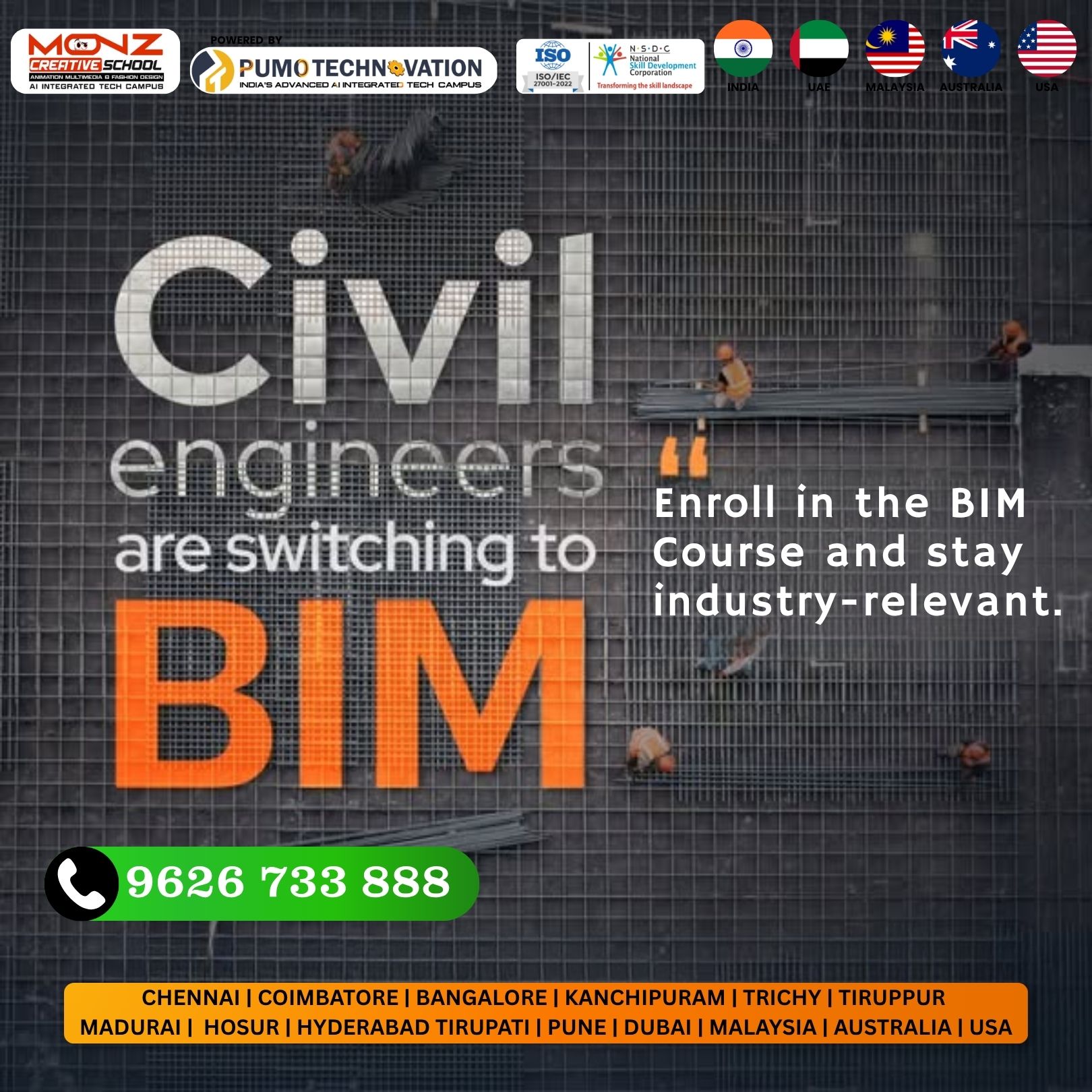 Pumo Tech Thudiyalur Facebook ad: From CAD to BIM-Upgrade Your Career.