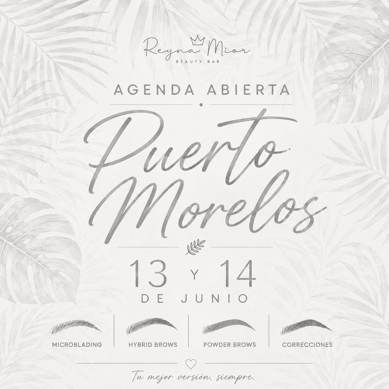 Reyna Mior Beauty Bar Facebook ad: PUERTO MORELOS