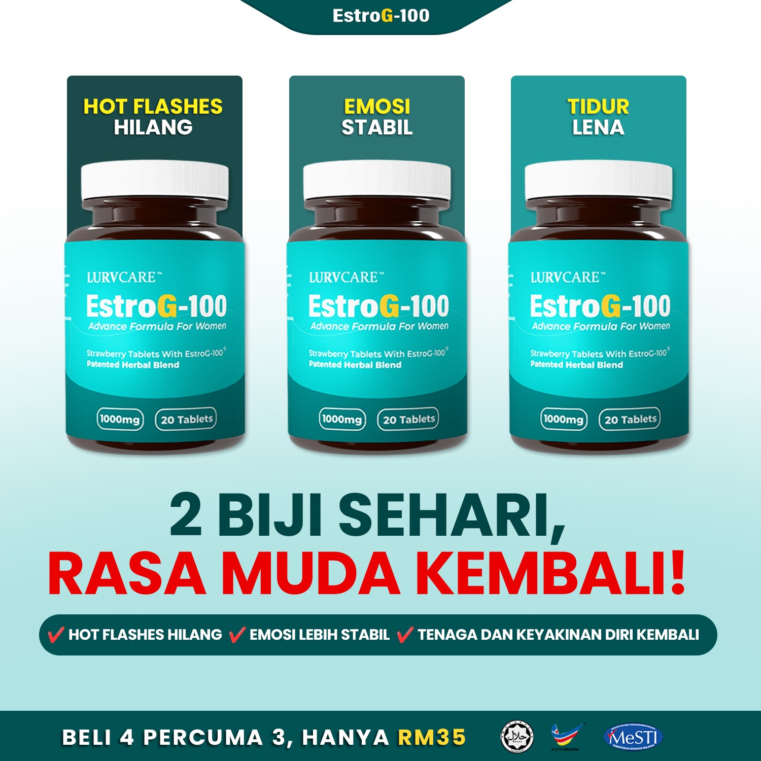 EstroG-100 HQ - Malaysia Facebook ad: (RM35) Beli 4 Percuma 1 Botol -->>