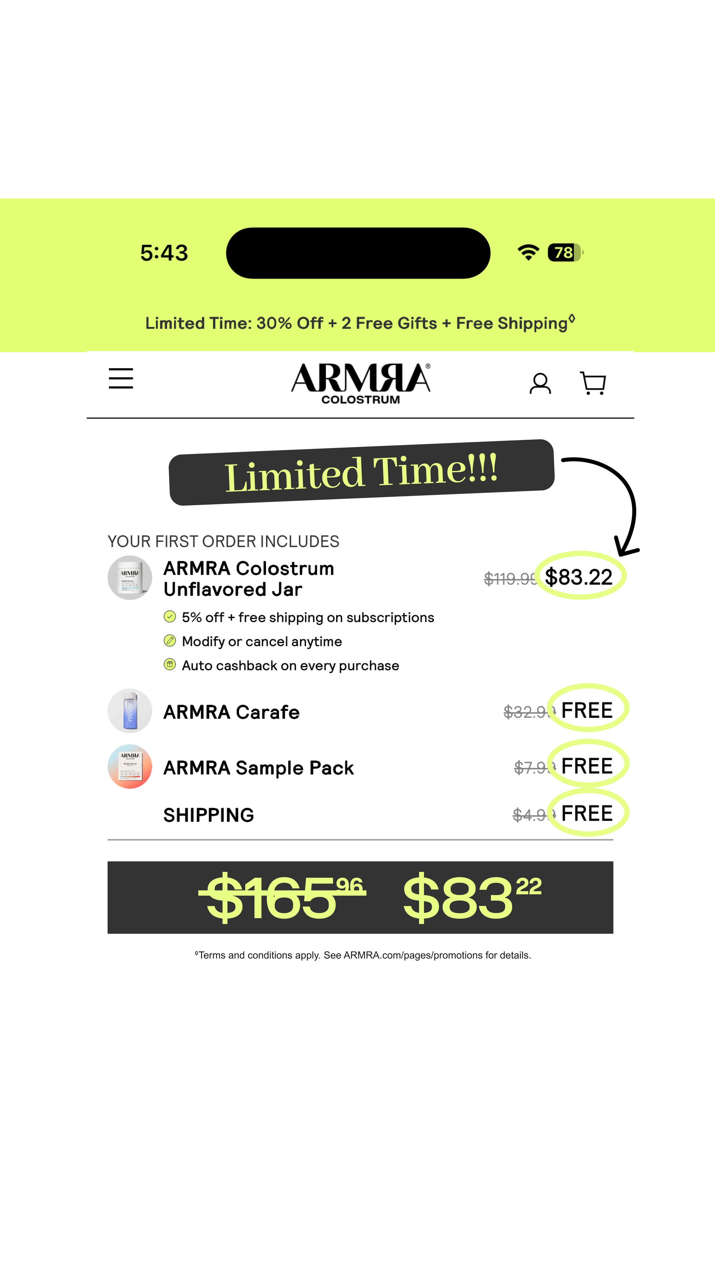 ARMRA Facebook ad