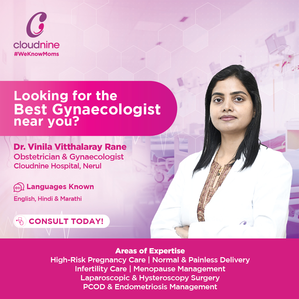 Cloudnine Hospital - Nerul, Navi Mumbai Facebook ad: Consult with Dr. Vinila Vitthalaray Rane