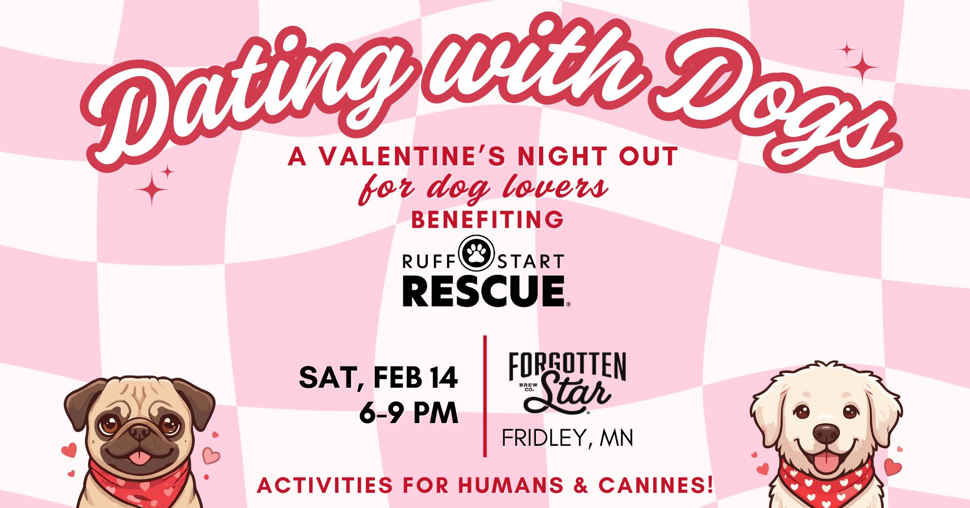 Ruff Start Rescue Facebook ad: Dating with Dogs: A Valentine’s Night Out for Dog Lovers