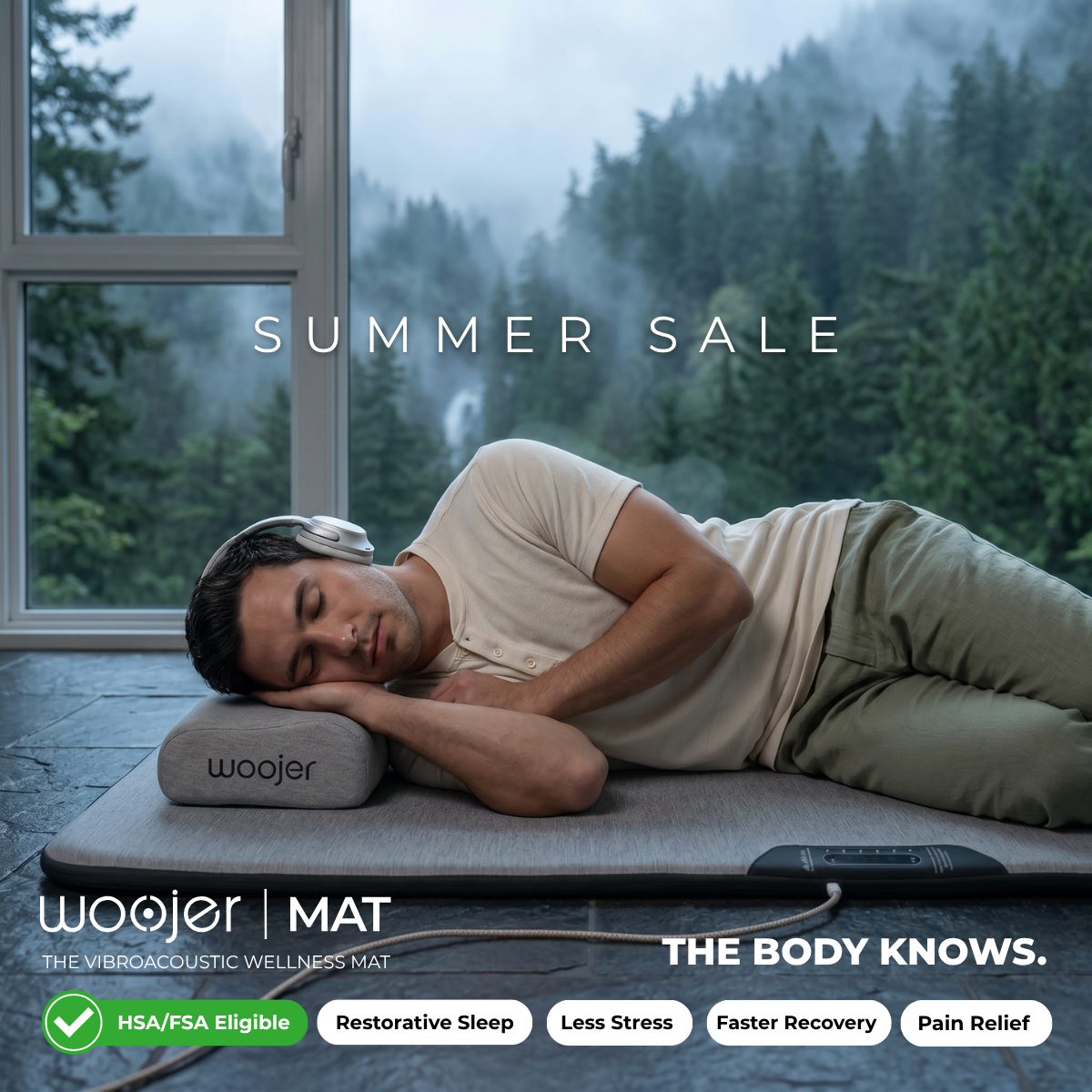 Woojer Facebook ad: Fall asleep the way nature intended