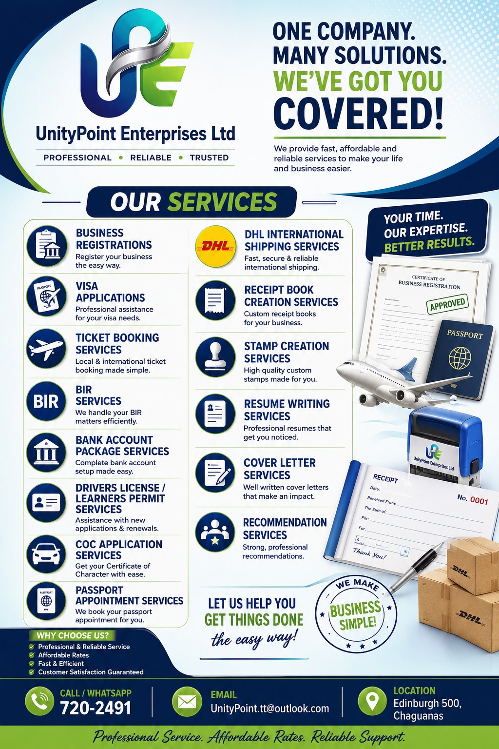 UnityPoint Enterprises Ltd. Facebook ad: YOUR ONE-STOP BUSINESS SOLUTIONS PROVIDER!