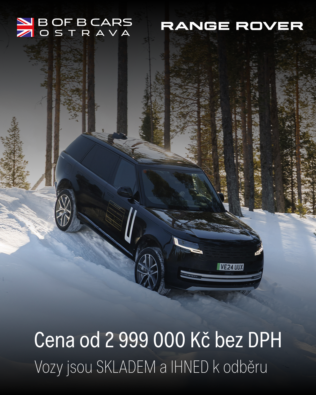 B of B cars Facebook ad: Range Rover již od 2 999 000 Kč bez DPH