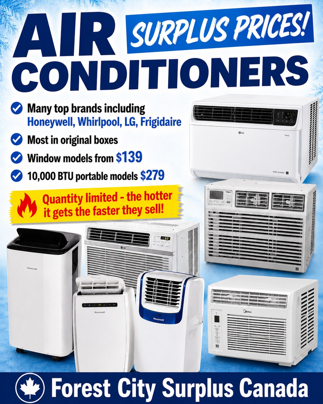 Forest City Surplus Canada Facebook ad: Dehumidifiers for Home Basements London Ontario -