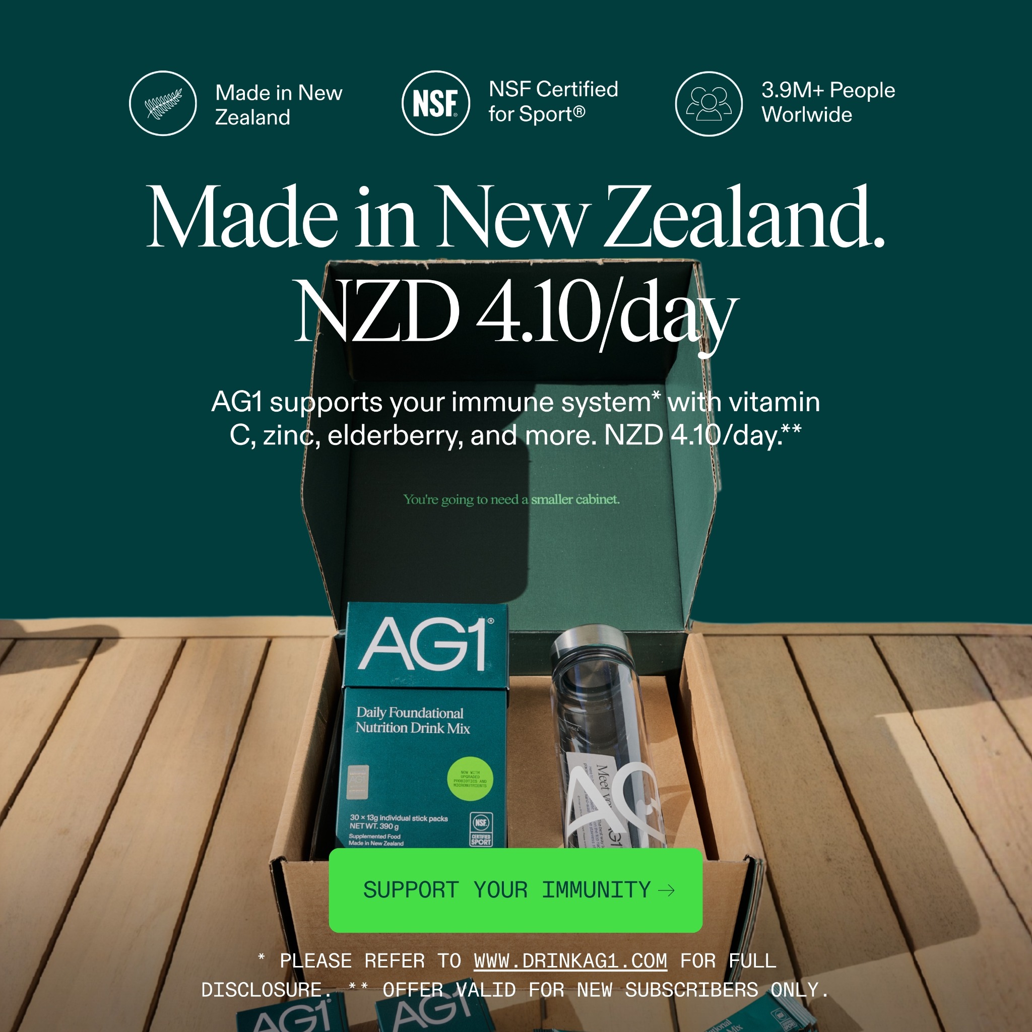 AG1 by Athletic Greens Facebook ad: Support Your Immunity*