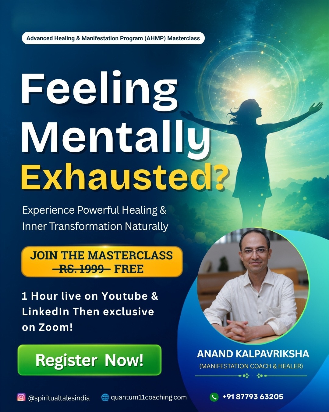 Quantum11Coaching Facebook ad: Release Stress, Fear & Overthinking, FREE Healing &…