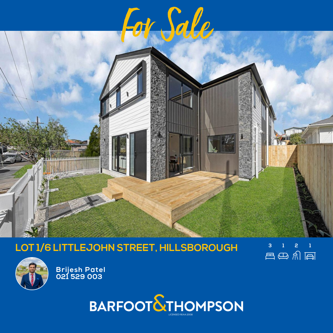 Brijesh Patel Barfoot & Thompson Facebook ad: Lot 1/6 Littlejohn Street, Hillsborough