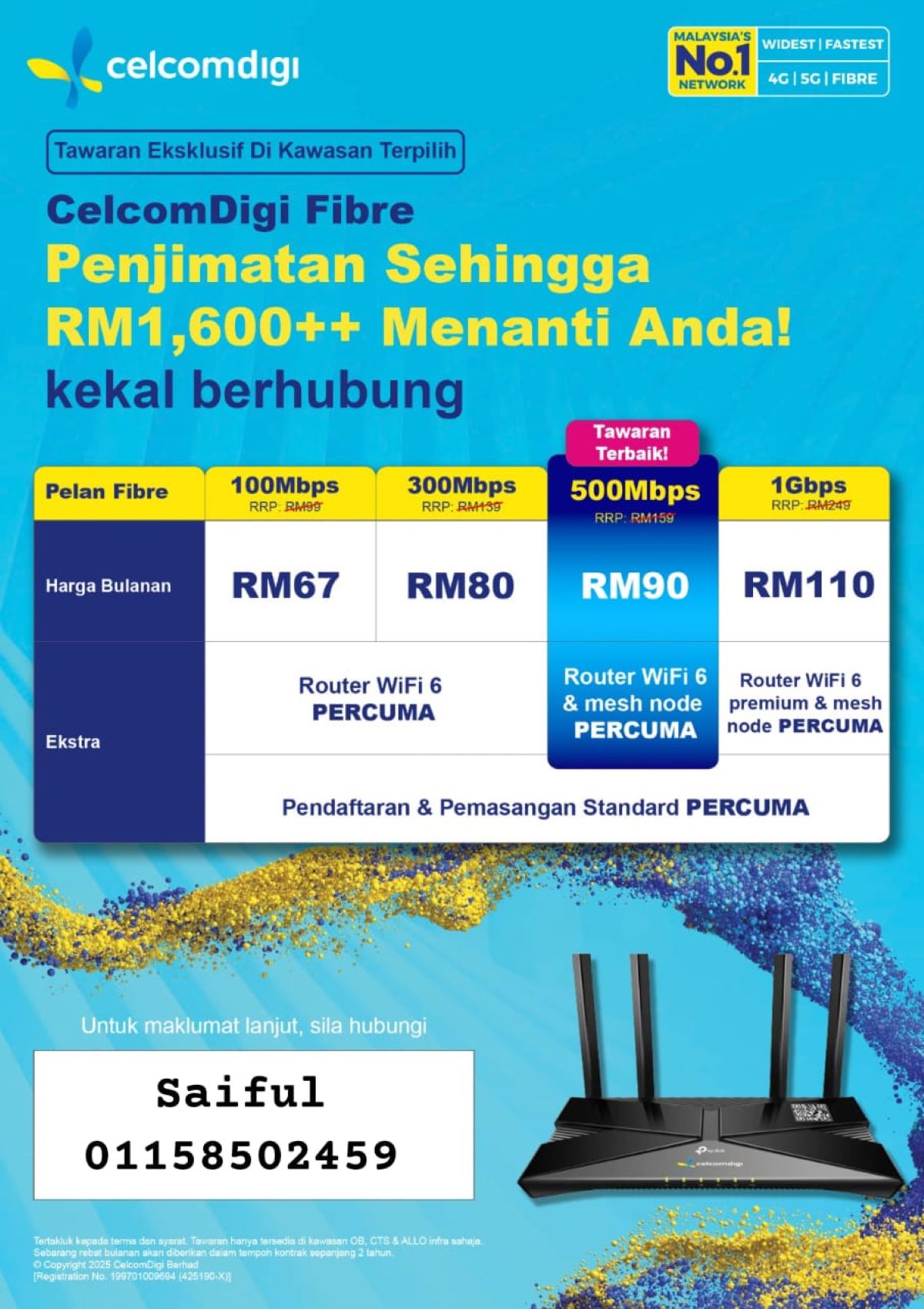 CelcomDigi Fibre Agent - FT Saiful Facebook ad: Chat with us
