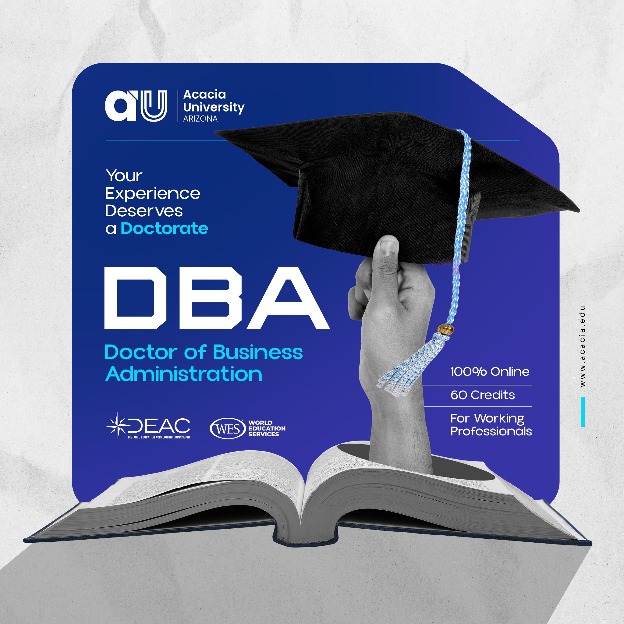 Acacia University Facebook ad: 100% Online & Affordable | DBA for Global Professionals |…