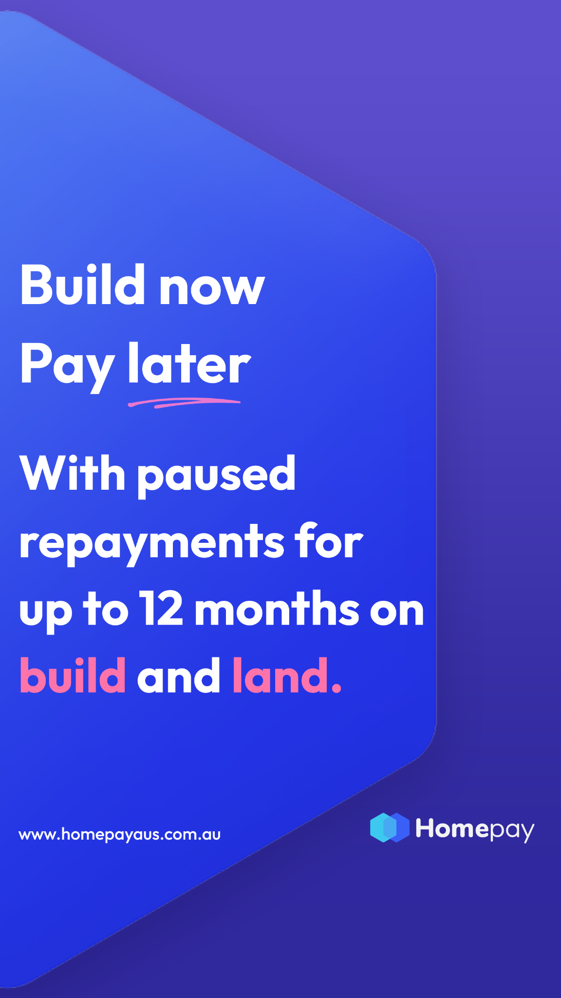 Homepay Facebook ad: Build now, Pay later