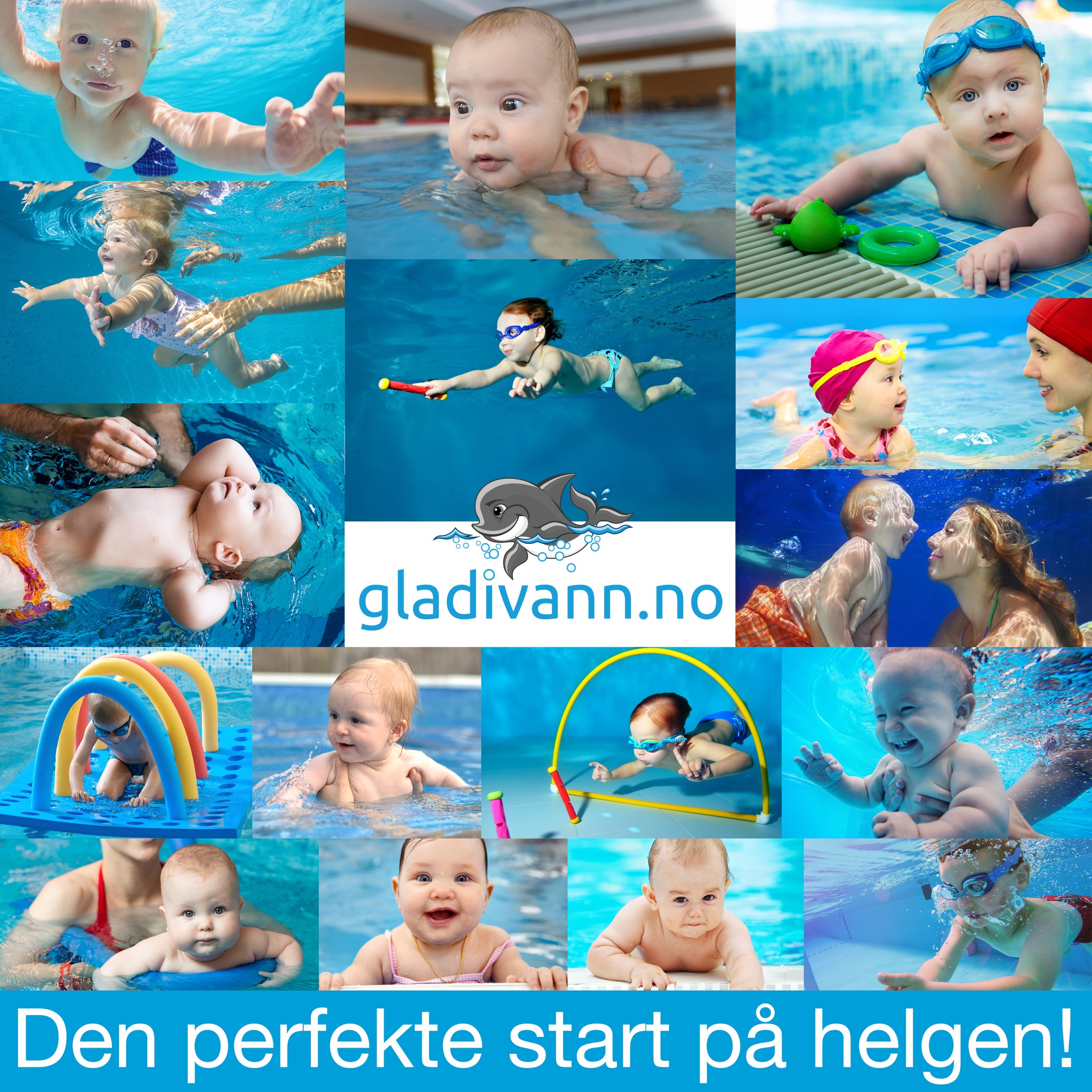 Gladivann baby og småbarnssvømming Facebook ad: Babysvømming - Småbarnsvømming - Svømmekurs | Gladivann.no