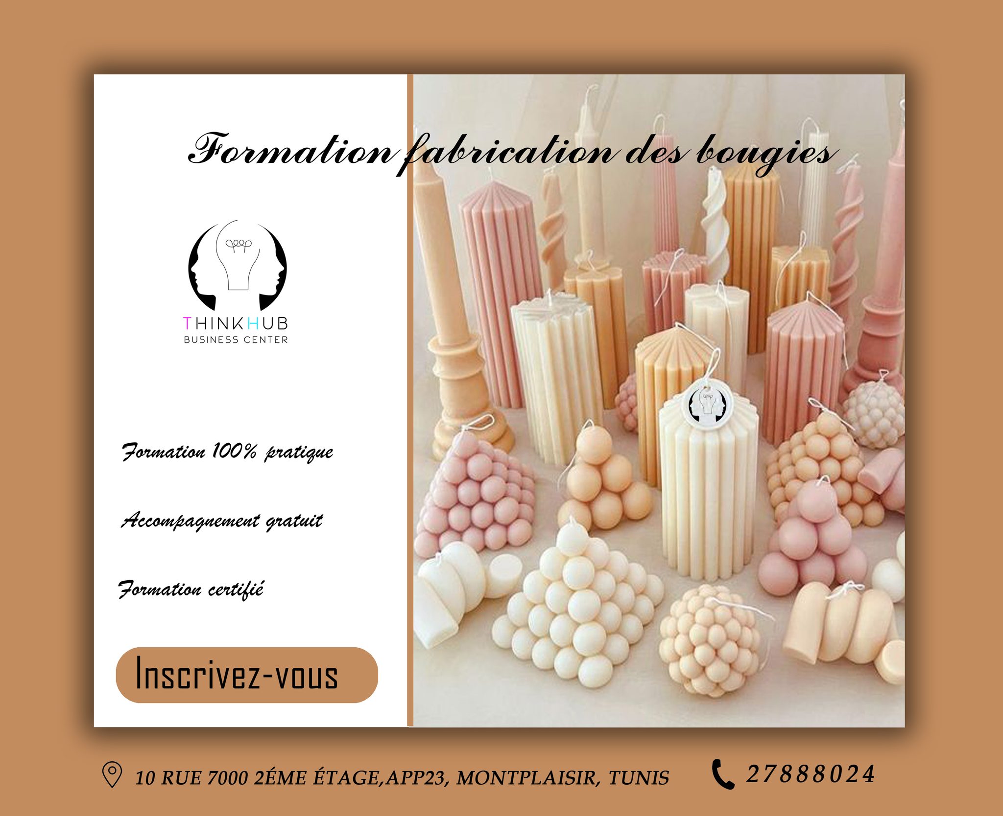 Thinkhub Business Center Facebook ad: 𝙁𝙤𝙧𝙢𝙖𝙩𝙞𝙤𝙣 en fabrication des bougies parfumées