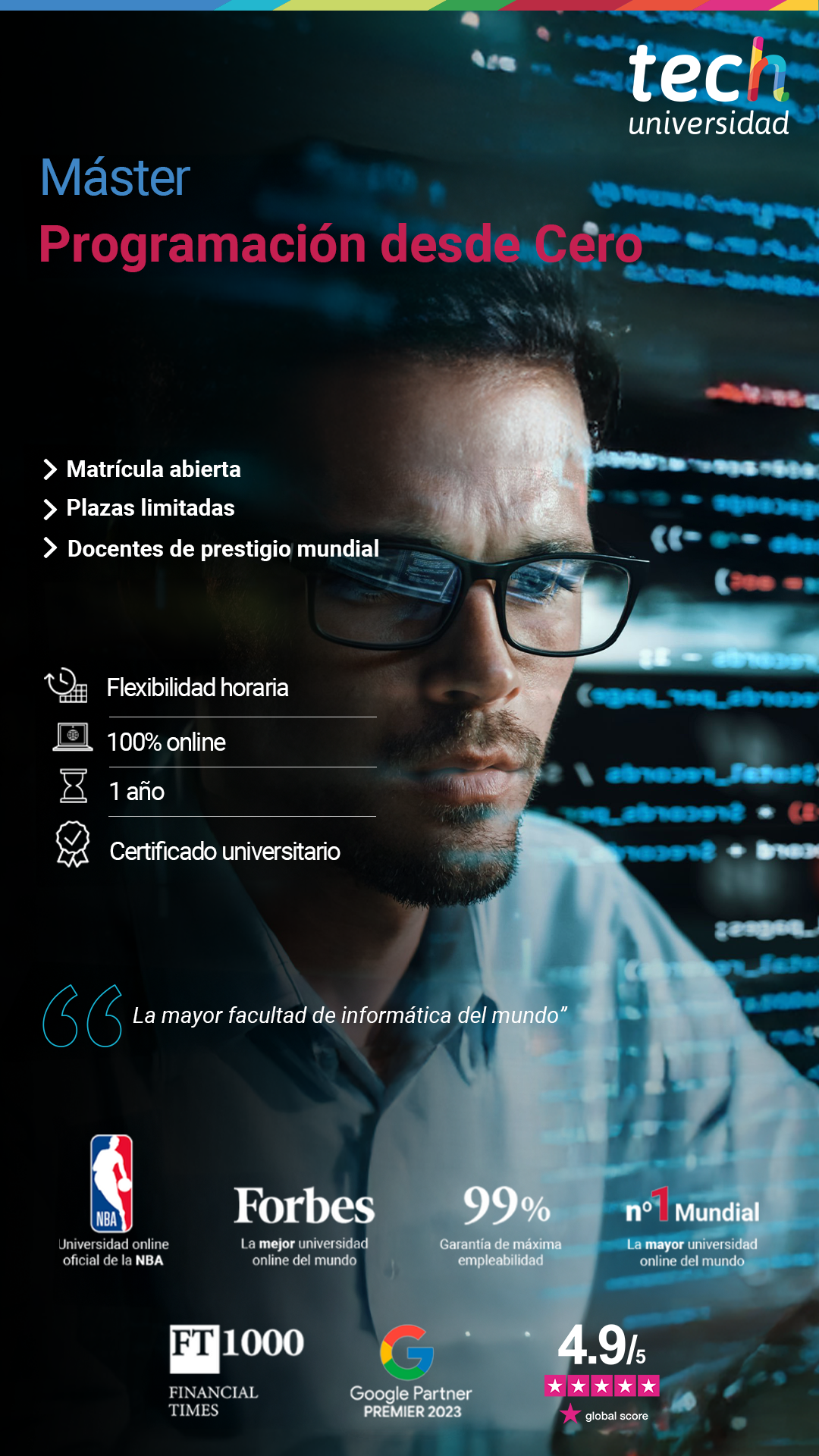 TECH School of Information Technology Español Facebook ad: Máster en Programación desde Cero