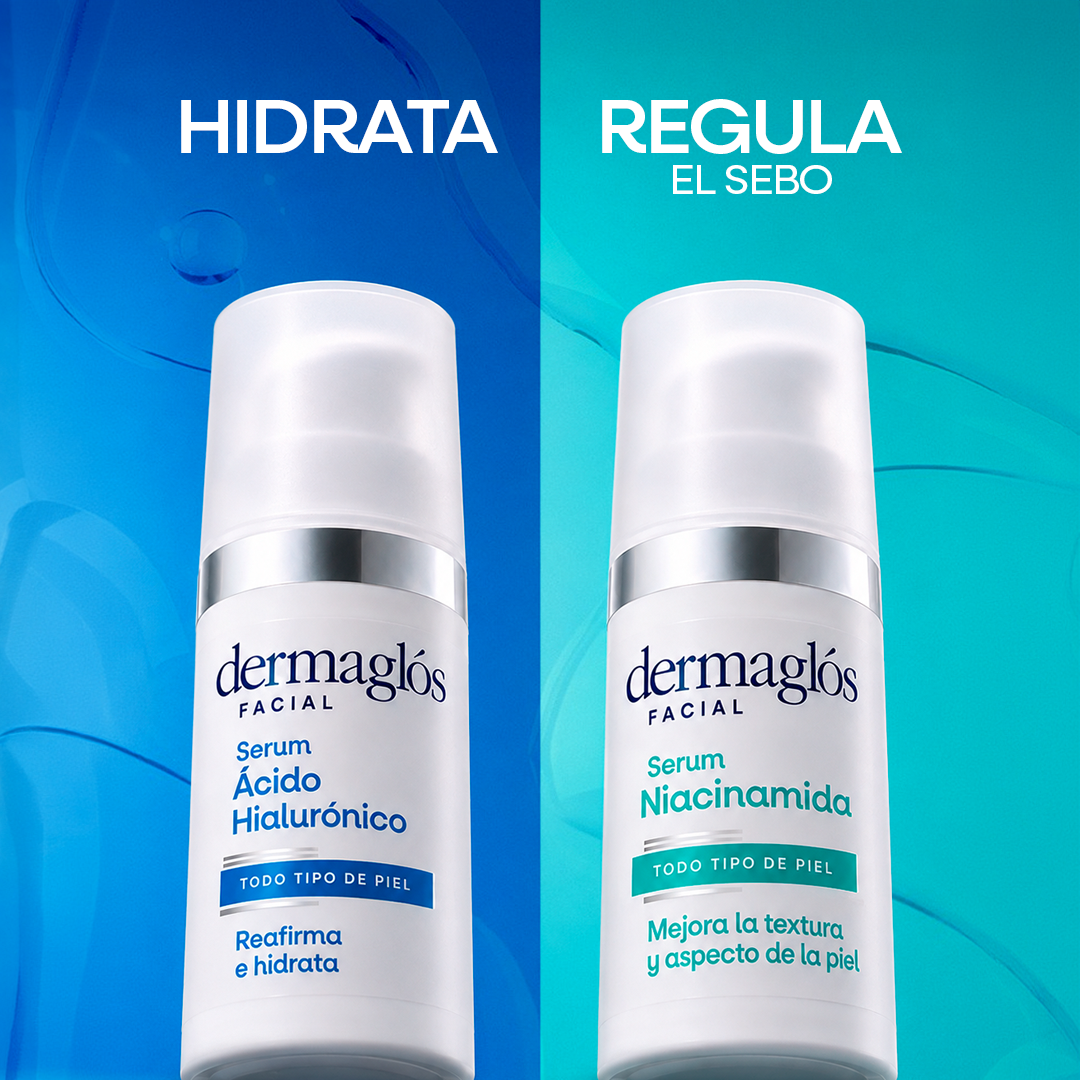 Dermaglós Facebook ad: Hidratá tu piel y regula el sebo con nuestros serums!​