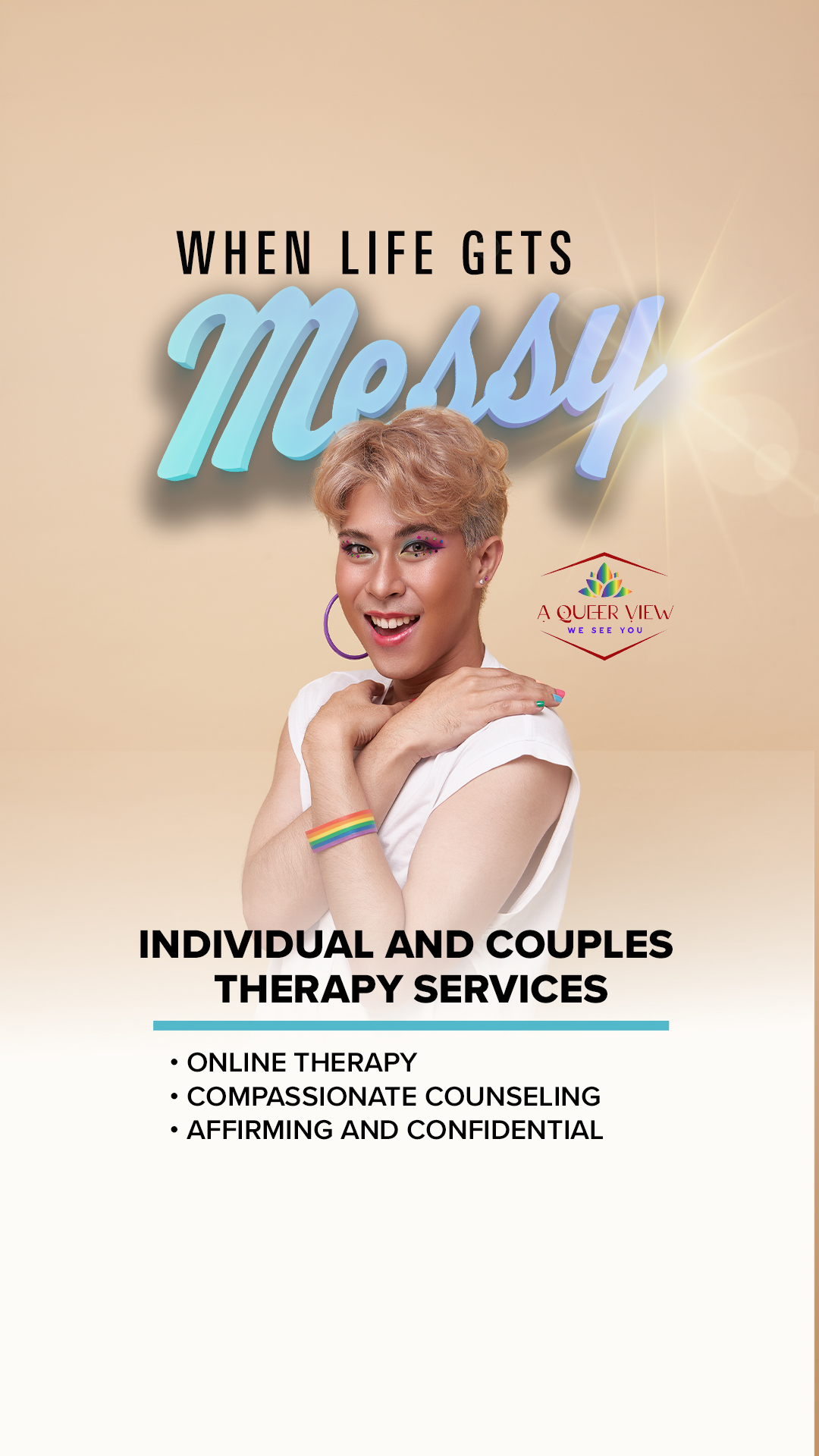 A Queer View Counseling Facebook ad from Jun 4, 2026