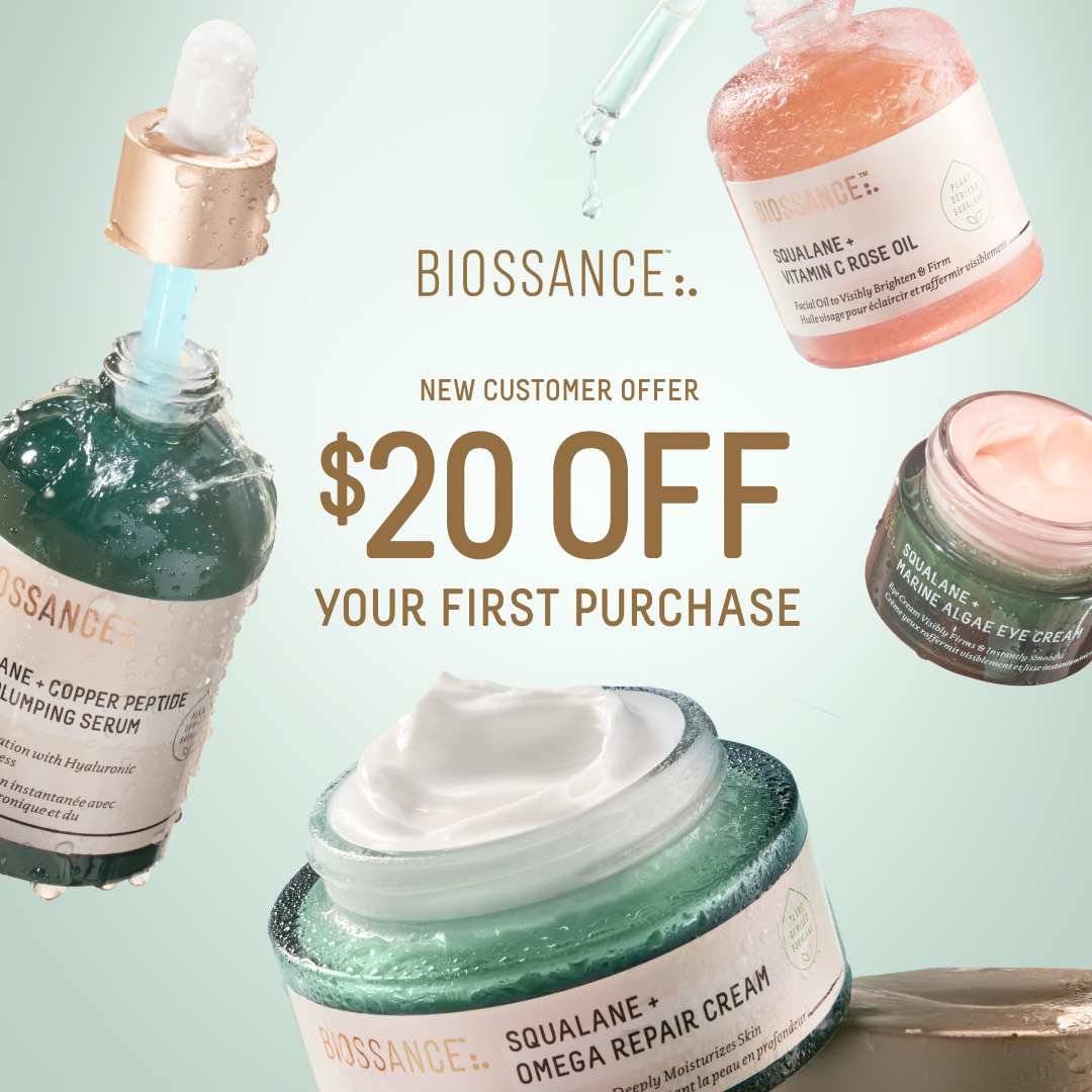 BIOSSANCE Facebook ad: $20 Off Your First Order