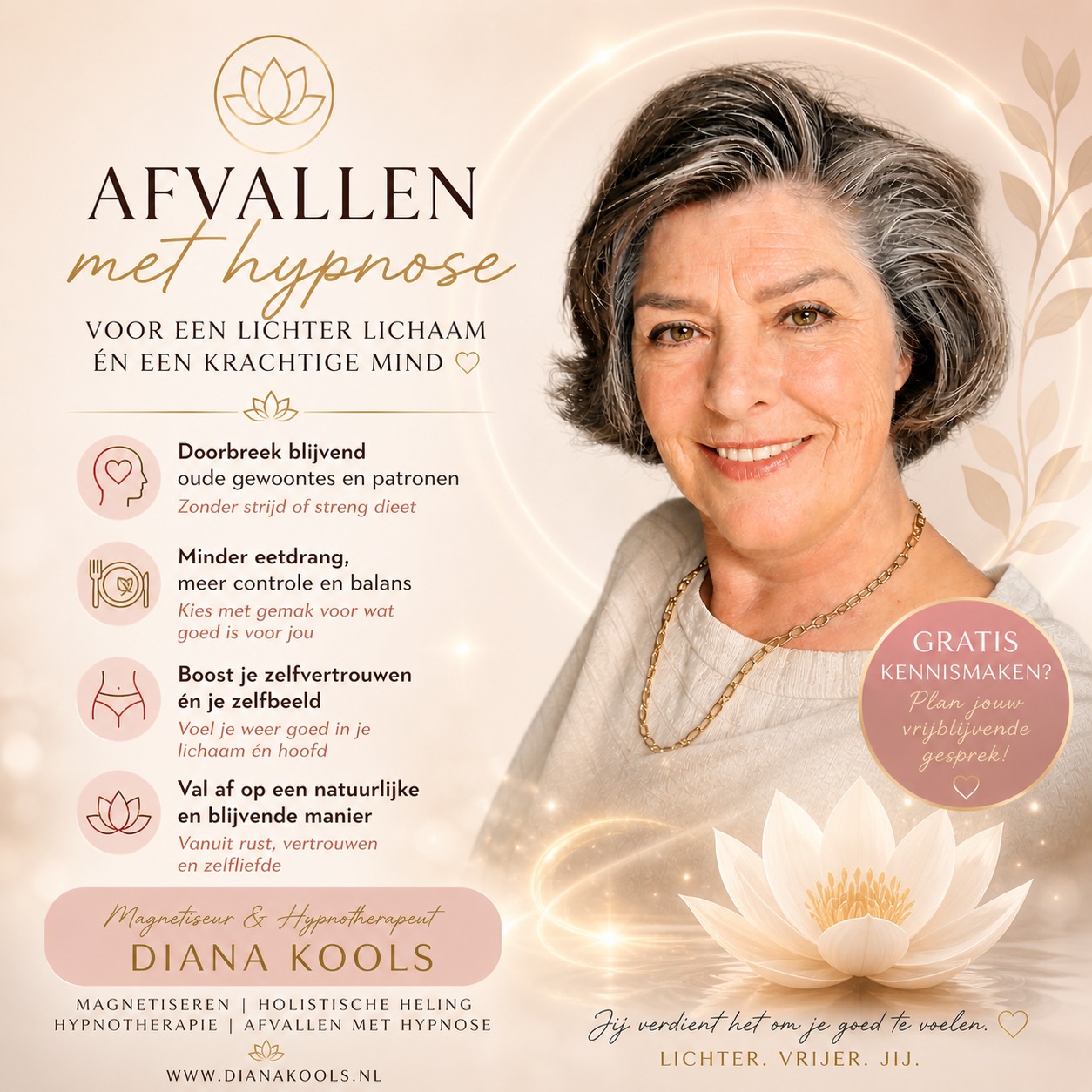 Diana Kools Facebook ad: Afvallen met hypnose