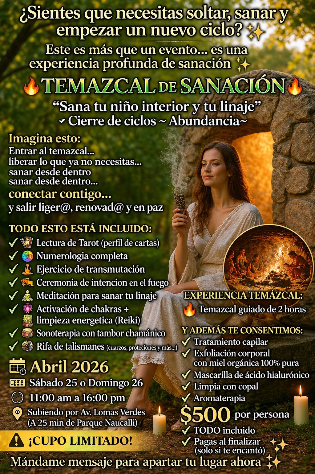 Temazcal Despertar Facebook ad: TRANSPORTE GRATUITO - SALIENDO DE LAS TORRES DE…