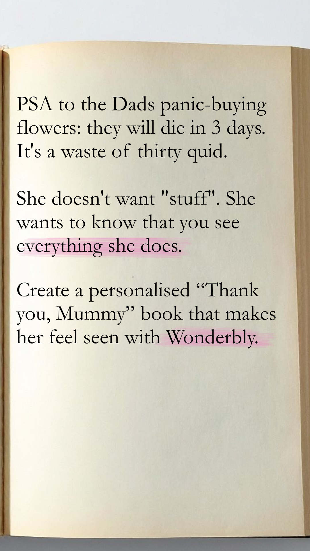 Wonderbly Facebook ad