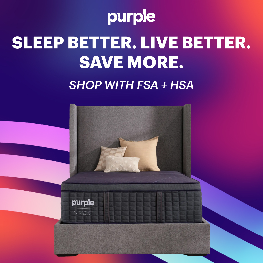 Purple Facebook ad: Sleep better. Live better.
