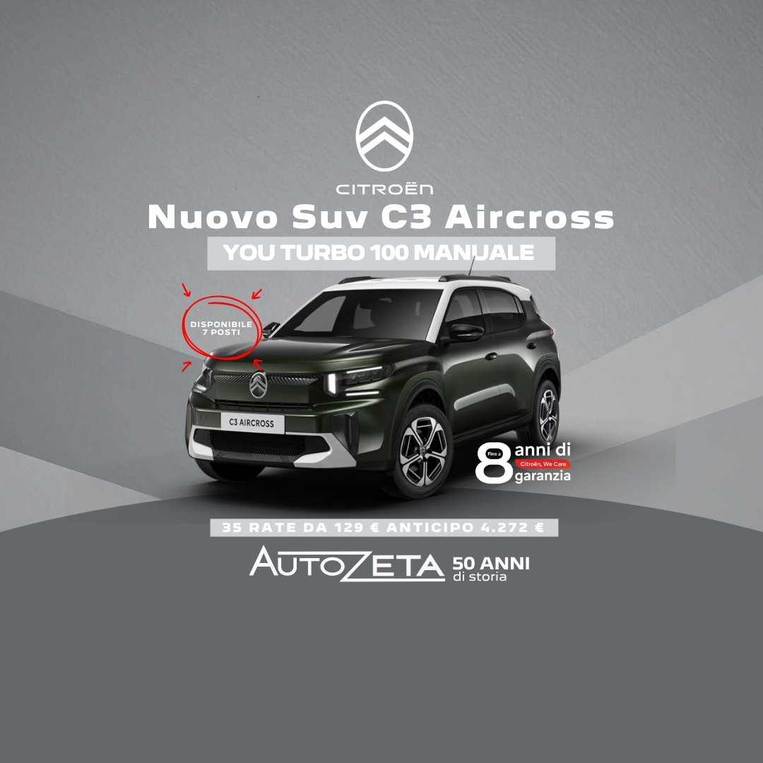 Autozeta Concessionarie Facebook ad: Nuova Citroën C3 Aircross con fino a 8 anni di garanzia