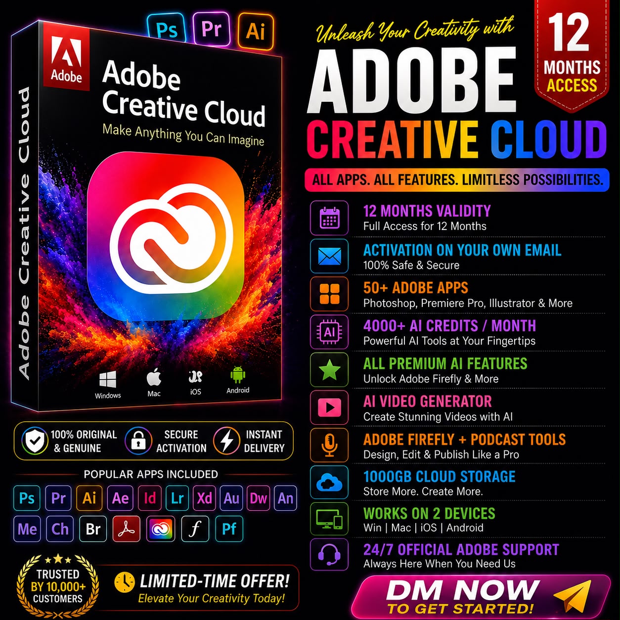 smartdigistore Facebook ad: Adobe Creative Cloud -12 Months Premium Access