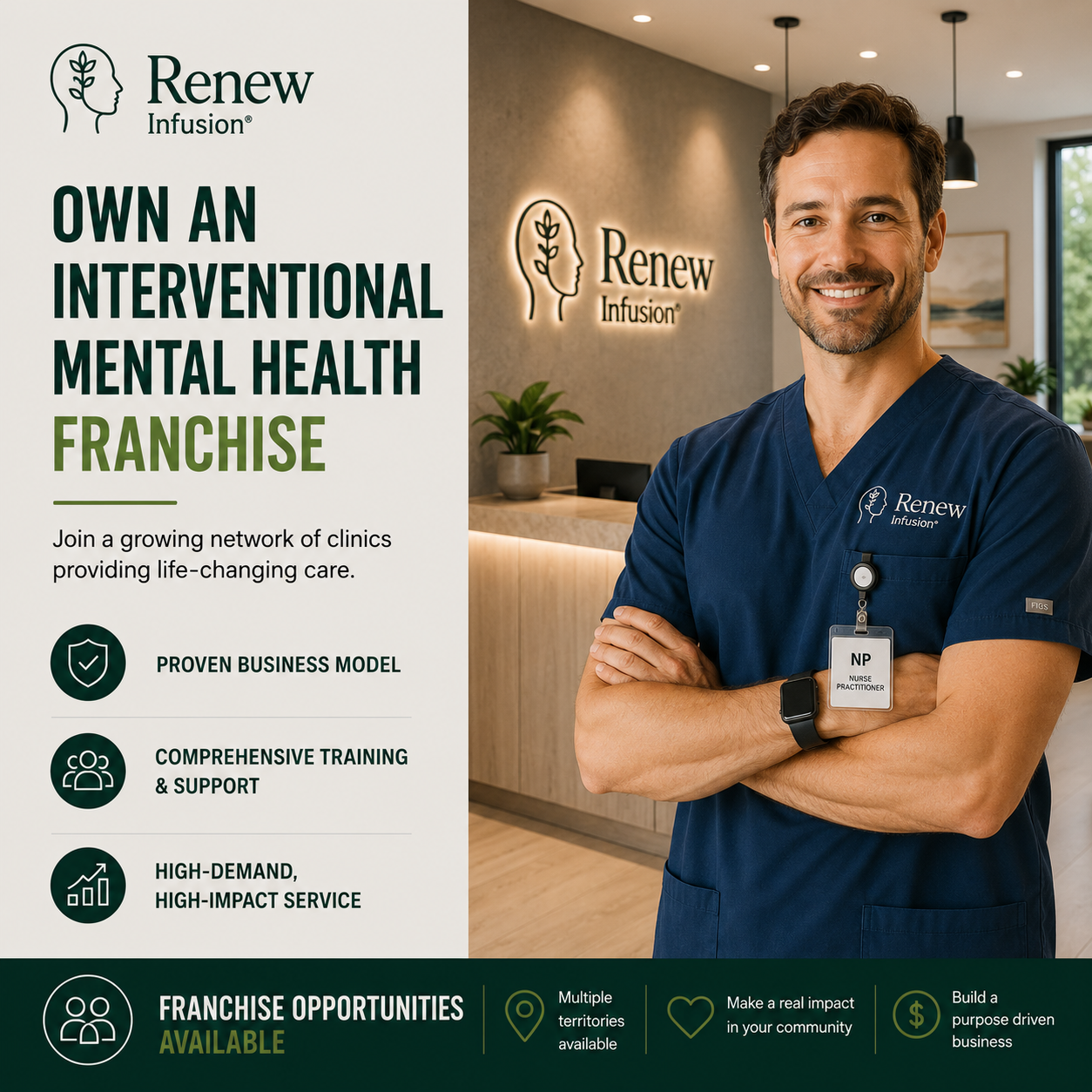 Acquire Connect Facebook ad: Own an Interventional Mental Health Franchise